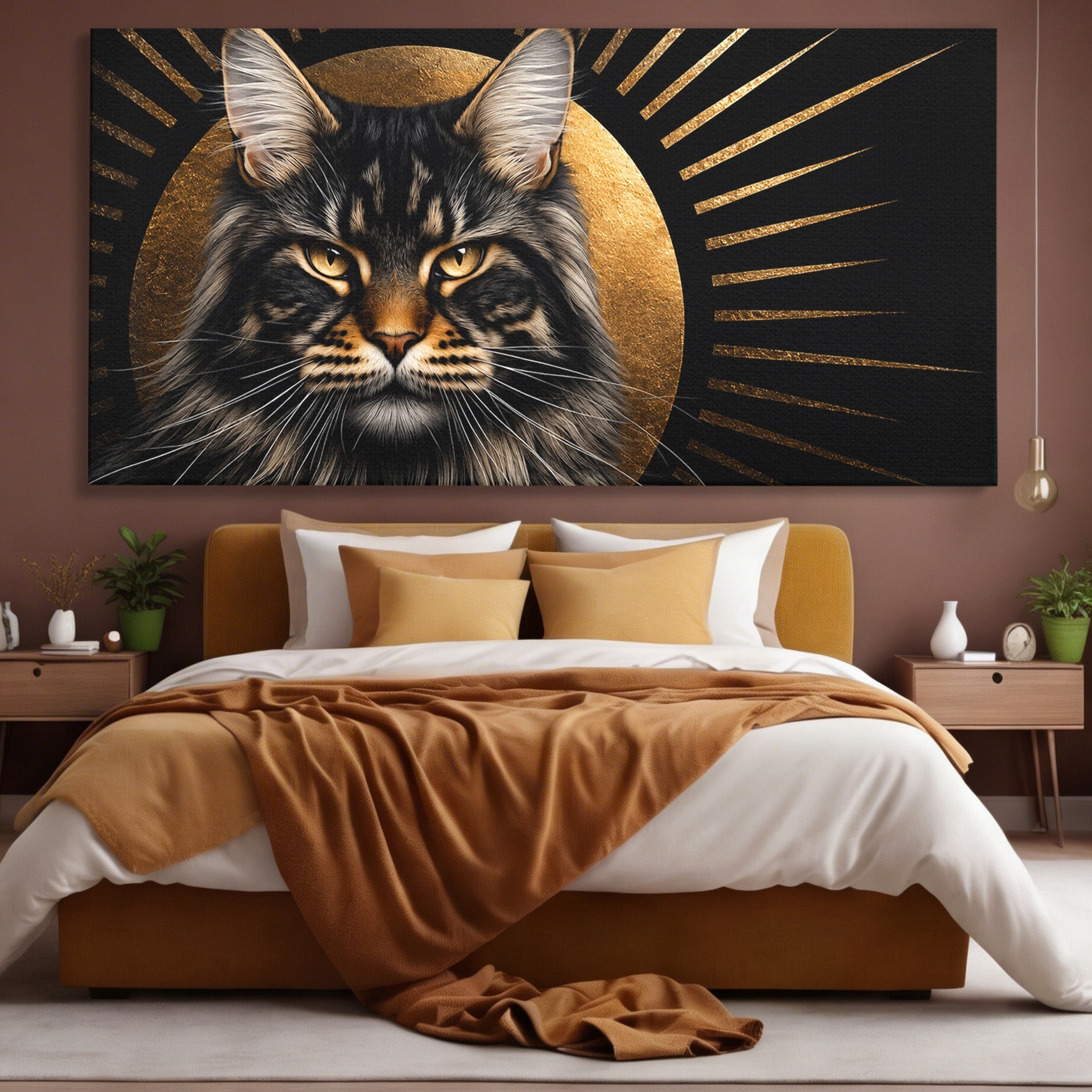 Tablou Canvas Premium LuxCanva® M1569, Pisica Regala, Pisica, Animale, Eleganta, Portret, Living, Birou, Culori Vibrante