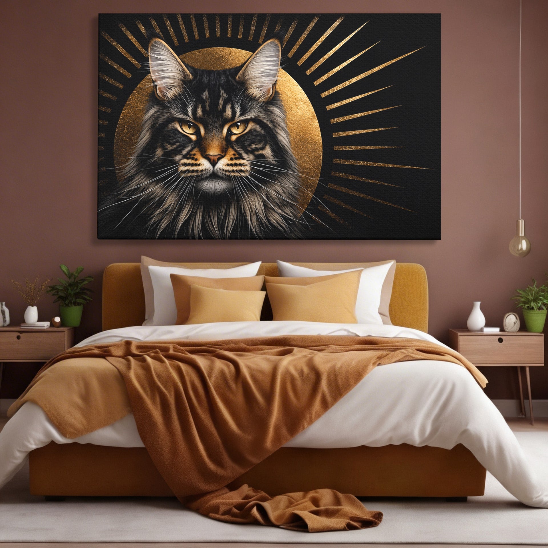 Tablou Canvas Premium LuxCanva® M1569, Pisica Regala, Pisica, Animale, Eleganta, Portret, Living, Birou, Culori Vibrante