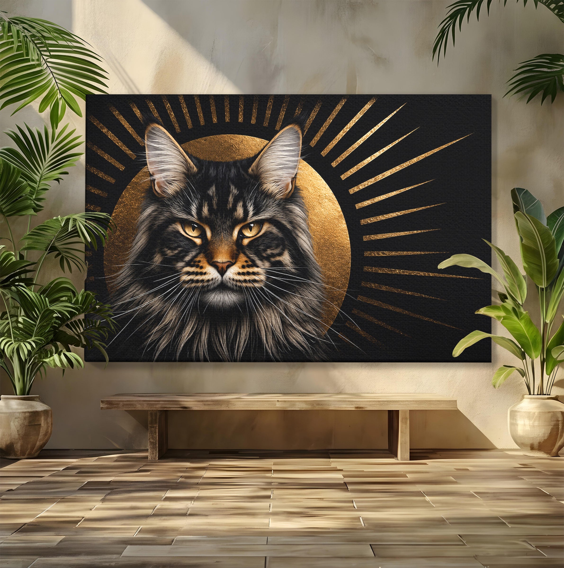 Tablou Canvas Premium LuxCanva® M1569, Pisica Regala, Pisica, Animale, Eleganta, Portret, Living, Birou, Culori Vibrante