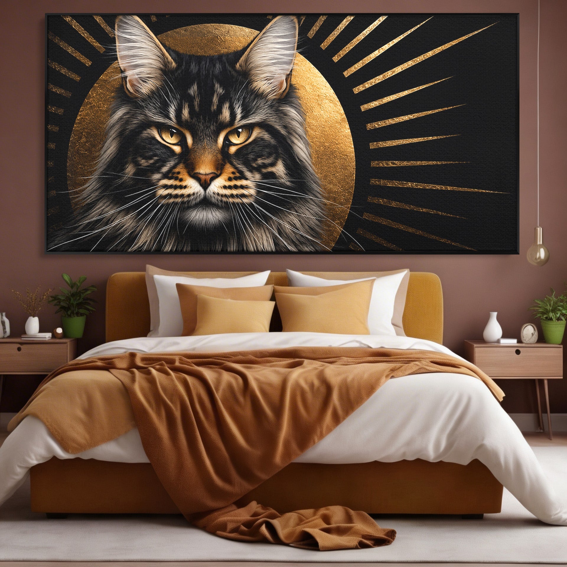 Tablou Canvas Premium LuxCanva® M1569, Pisica Regala, Pisica, Animale, Eleganta, Portret, Living, Birou, Culori Vibrante