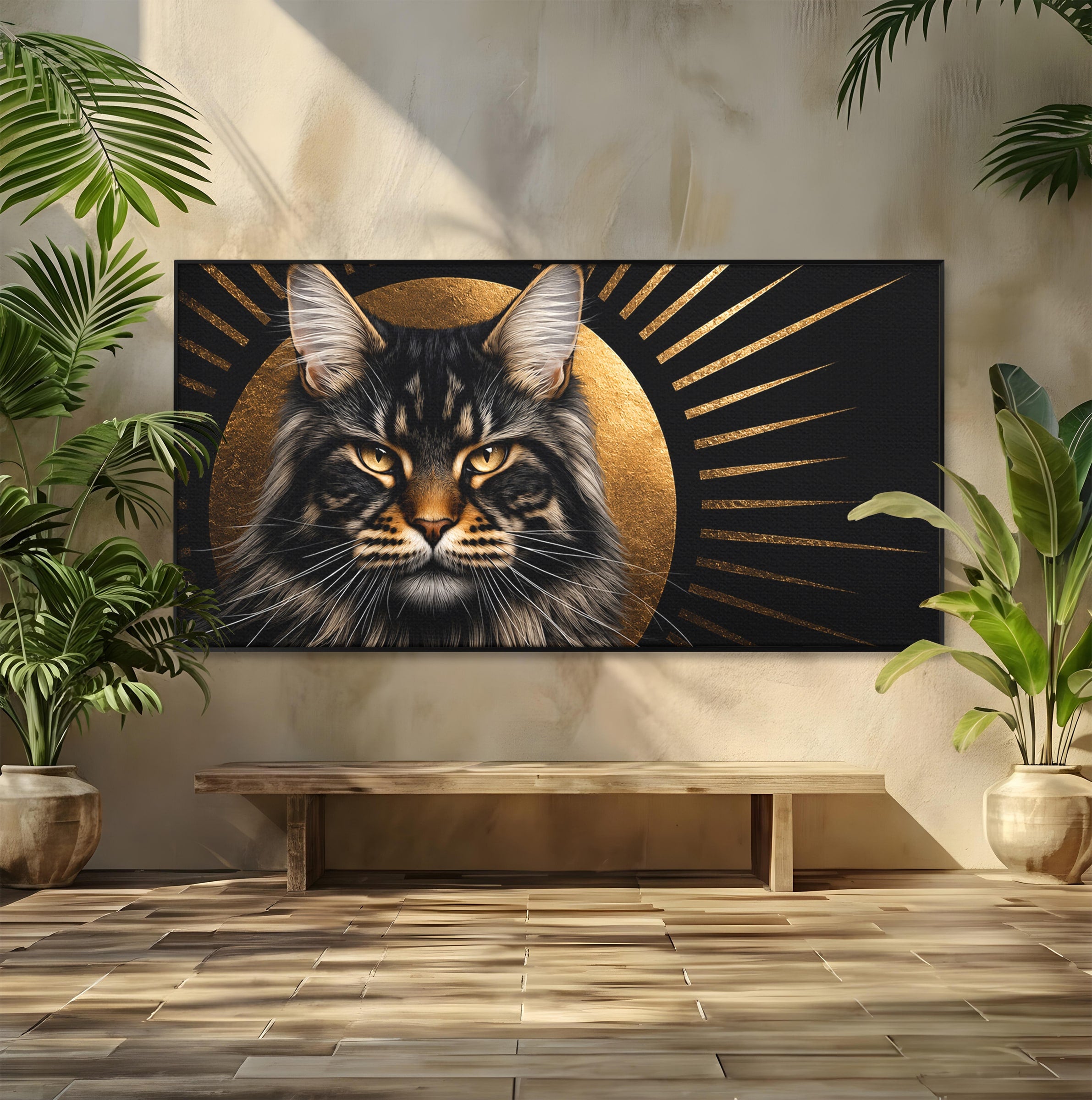 Tablou Canvas Premium LuxCanva® M1569, Pisica Regala, Pisica, Animale, Eleganta, Portret, Living, Birou, Culori Vibrante