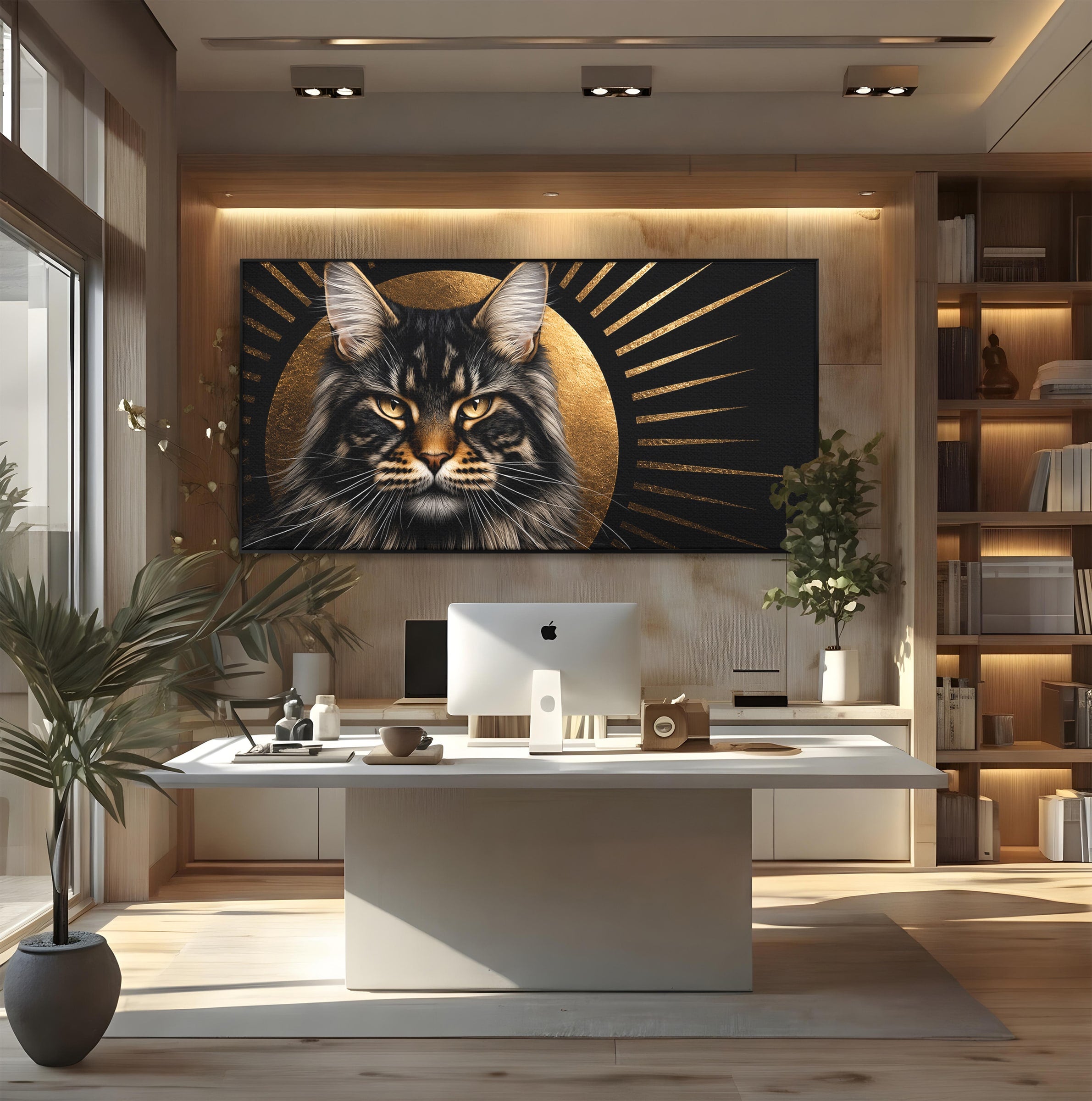 Tablou Canvas Premium LuxCanva® M1569, Pisica Regala, Pisica, Animale, Eleganta, Portret, Living, Birou, Culori Vibrante