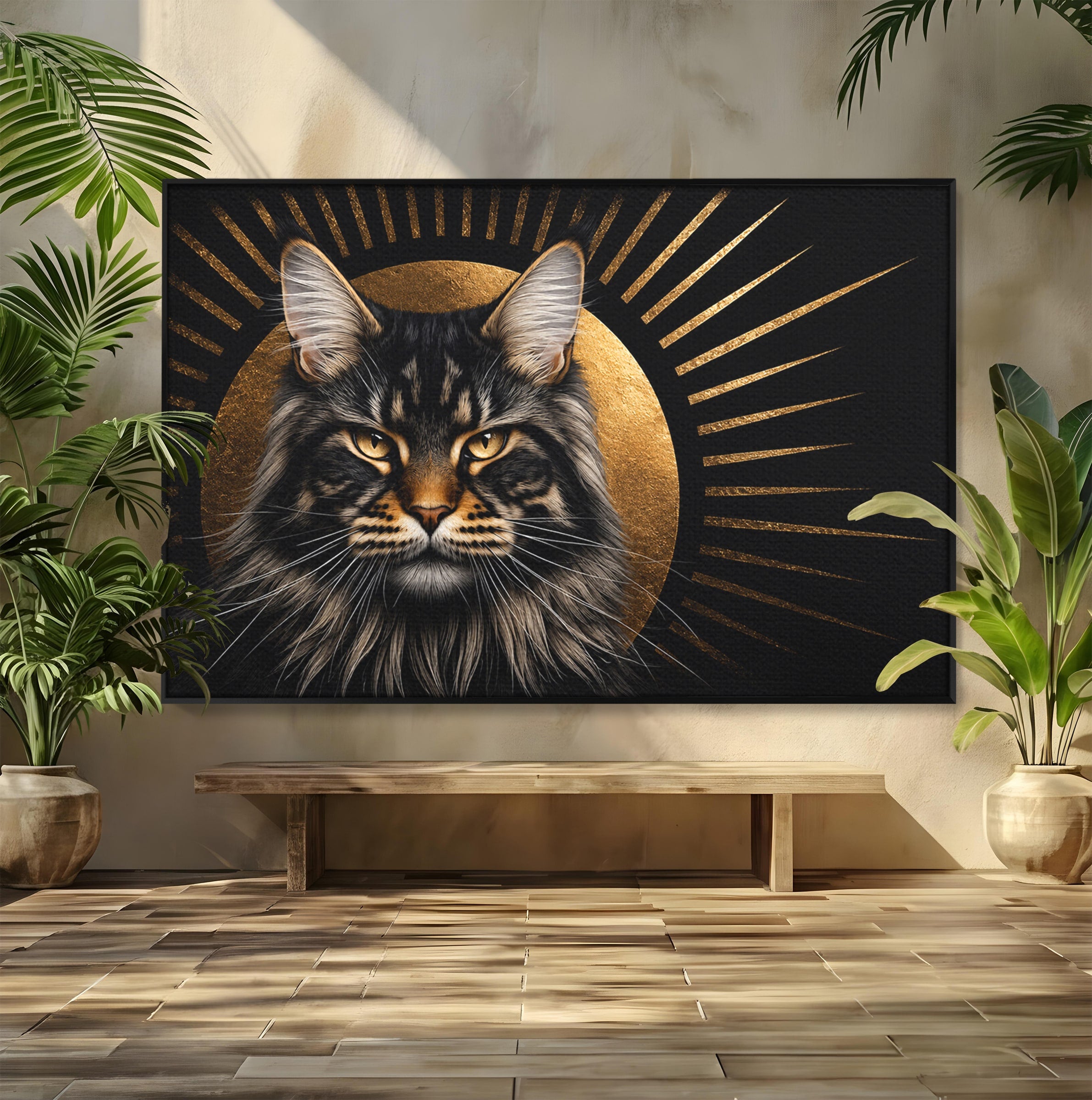 Tablou Canvas Premium LuxCanva® M1569, Pisica Regala, Pisica, Animale, Eleganta, Portret, Living, Birou, Culori Vibrante