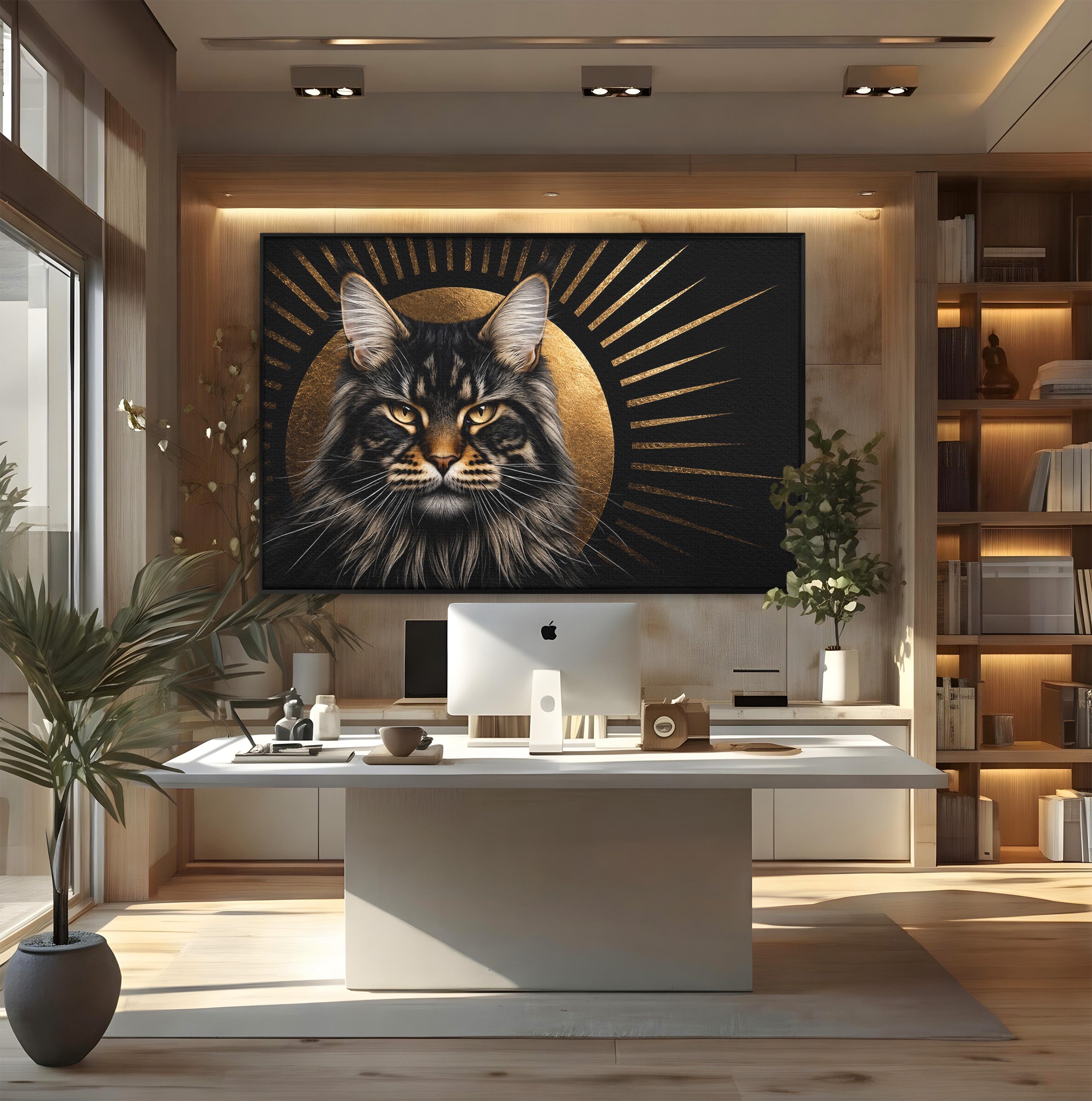 Tablou Canvas Premium LuxCanva® M1569, Pisica Regala, Pisica, Animale, Eleganta, Portret, Living, Birou, Culori Vibrante