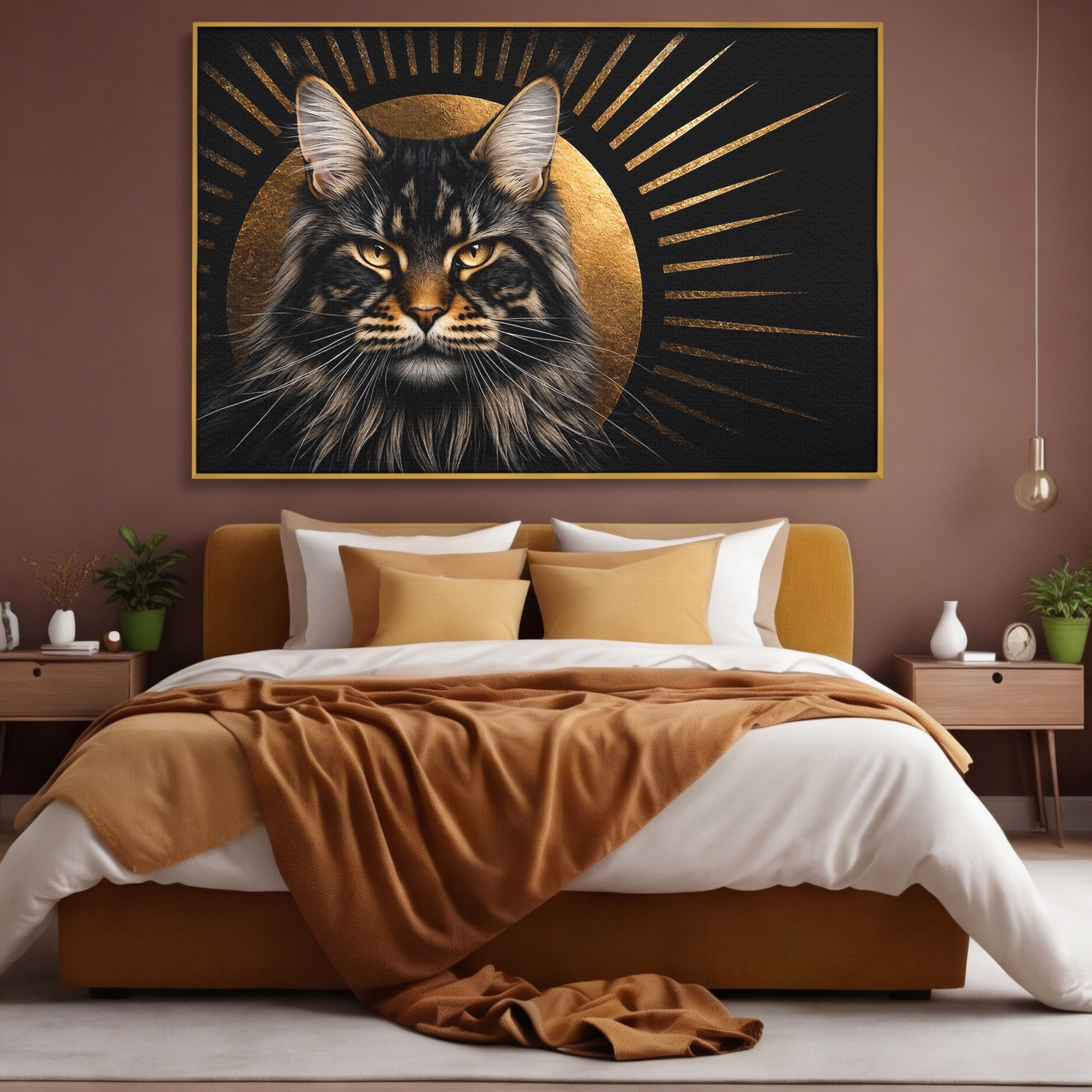 Tablou Canvas Premium LuxCanva® M1569, Pisica Regala, Pisica, Animale, Eleganta, Portret, Living, Birou, Culori Vibrante