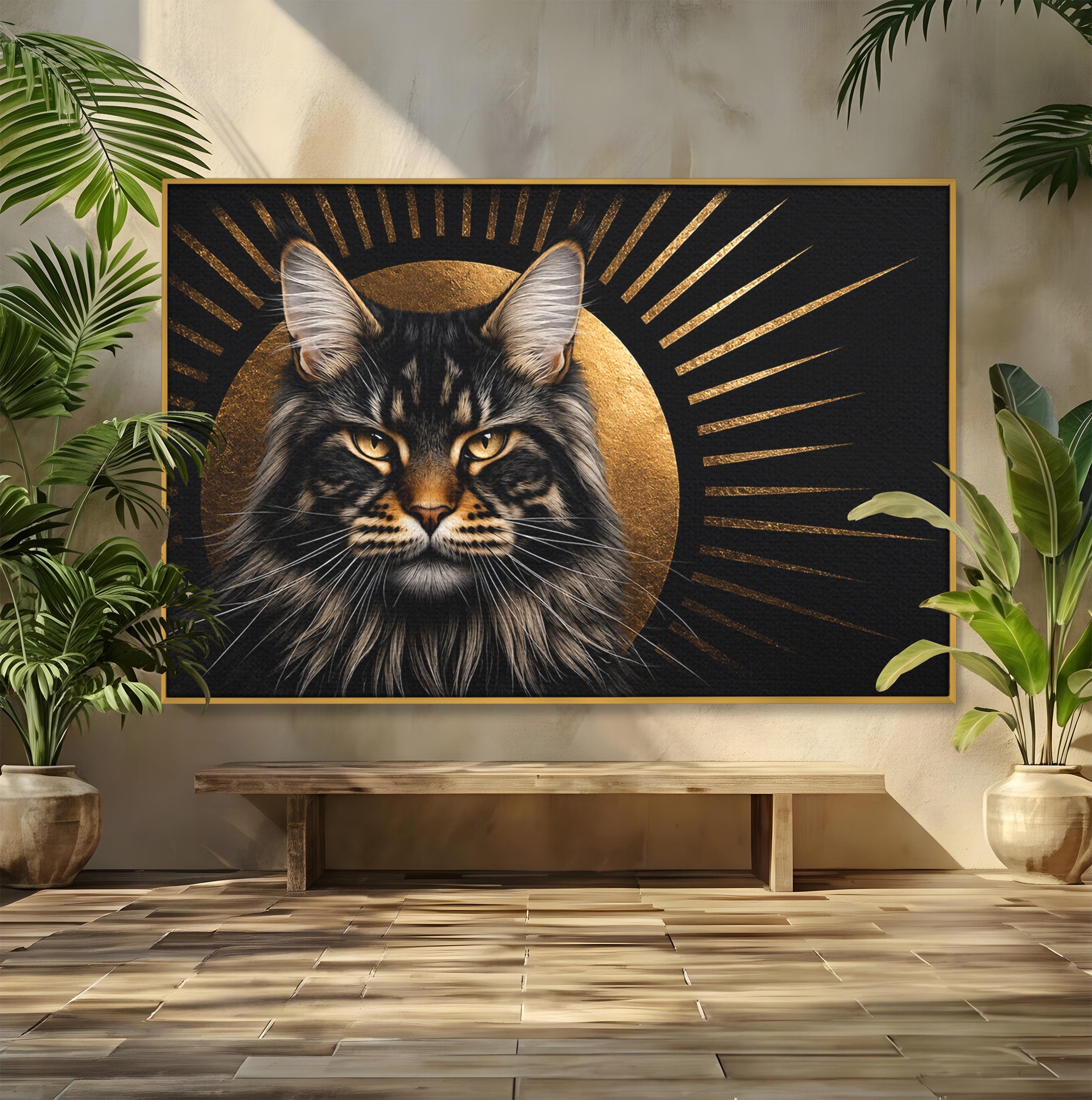 Tablou Canvas Premium LuxCanva® M1569, Pisica Regala, Pisica, Animale, Eleganta, Portret, Living, Birou, Culori Vibrante