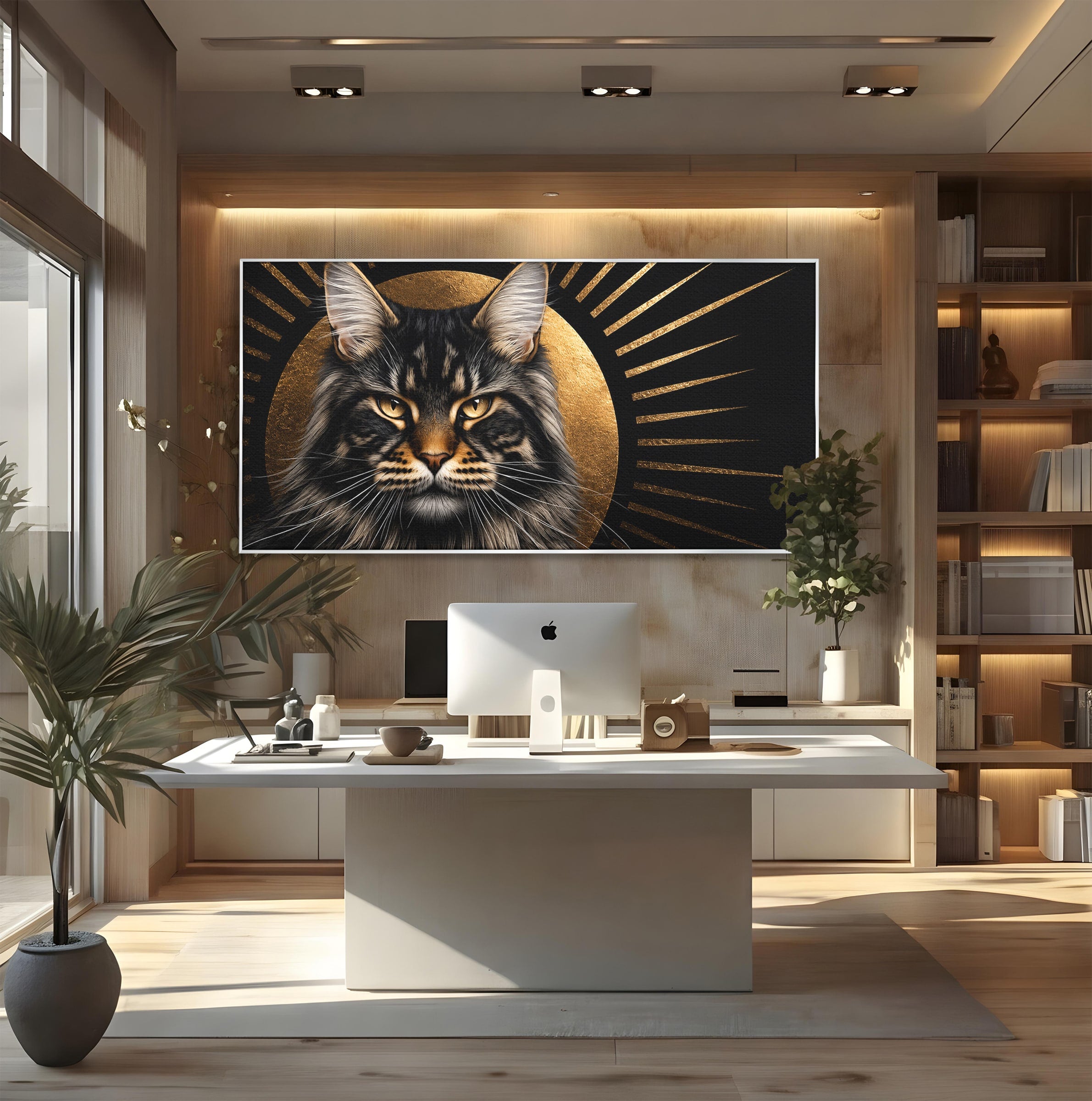 Tablou Canvas Premium LuxCanva® M1569, Pisica Regala, Pisica, Animale, Eleganta, Portret, Living, Birou, Culori Vibrante
