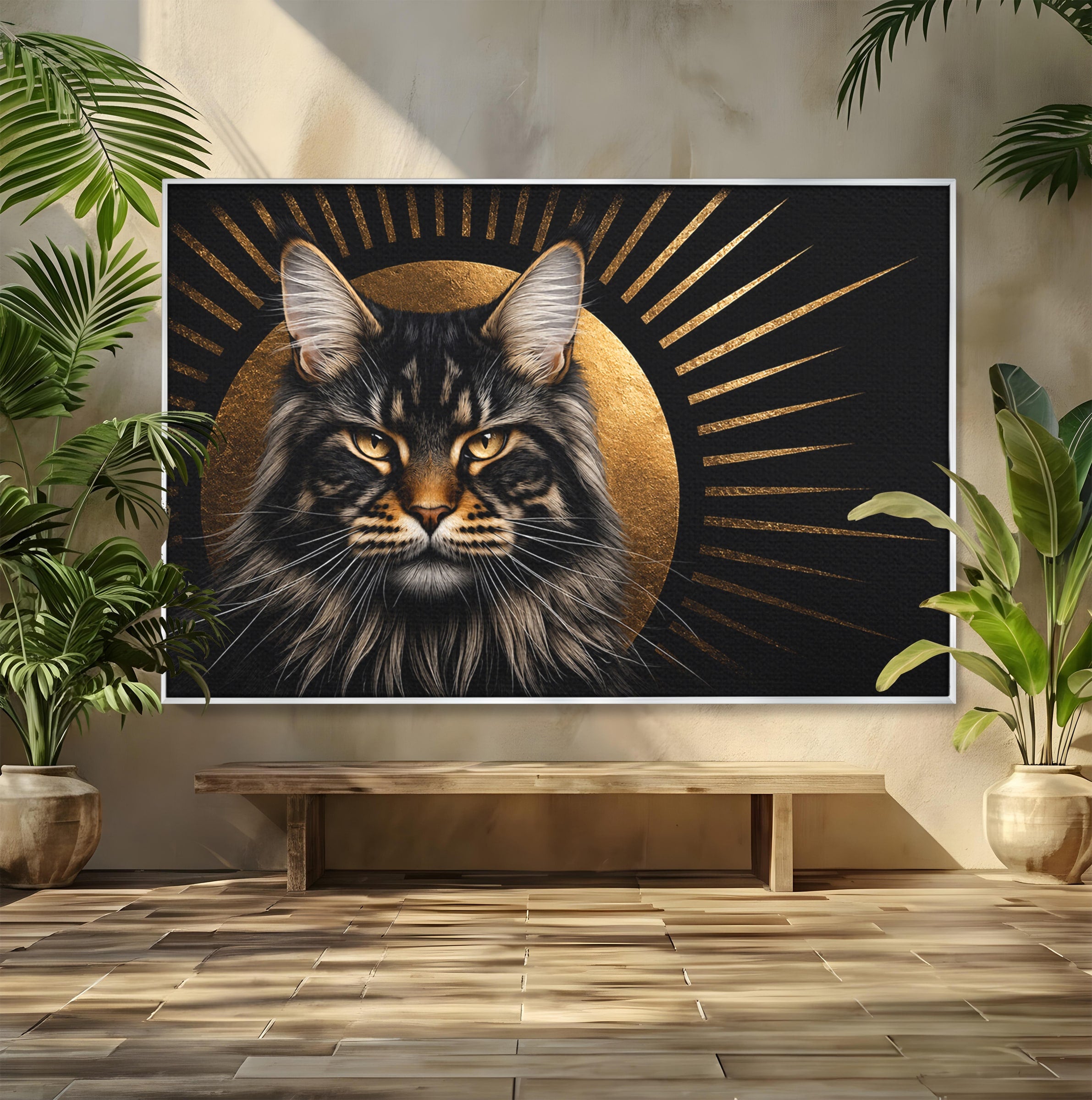 Tablou Canvas Premium LuxCanva® M1569, Pisica Regala, Pisica, Animale, Eleganta, Portret, Living, Birou, Culori Vibrante
