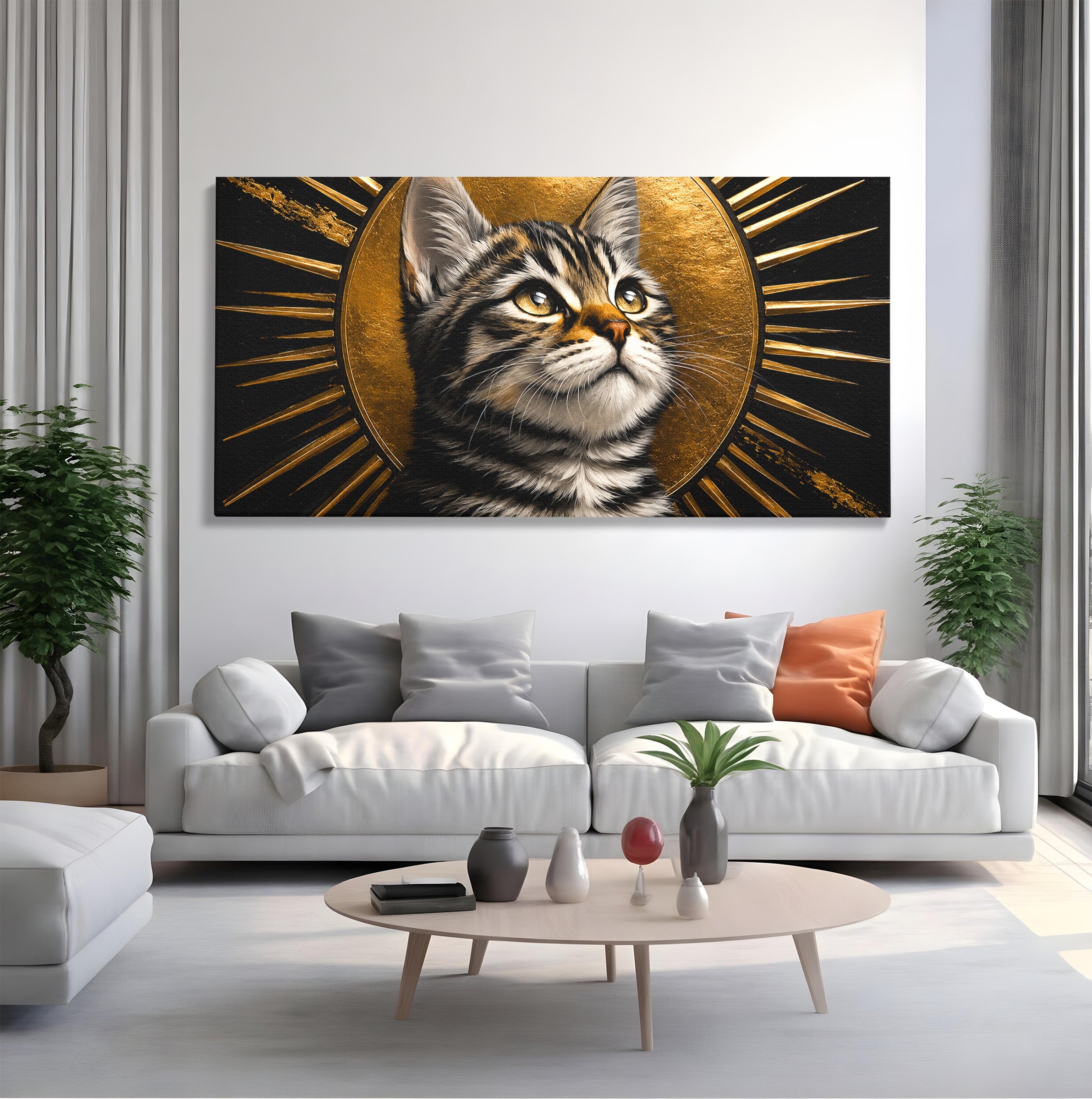 Tablou Canvas Premium LuxCanva® M1570, Micul Rege, Pisica, Animale, Portret, Eleganta, Living, Culori Vibrante