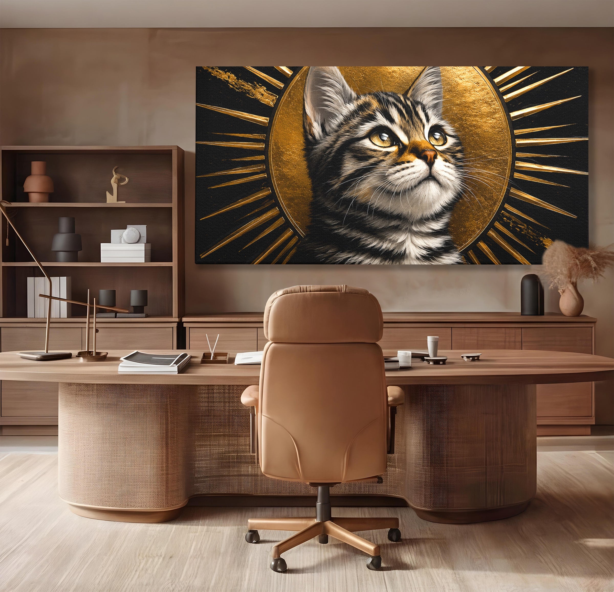 Tablou Canvas Premium LuxCanva® M1570, Micul Rege, Pisica, Animale, Portret, Eleganta, Living, Culori Vibrante