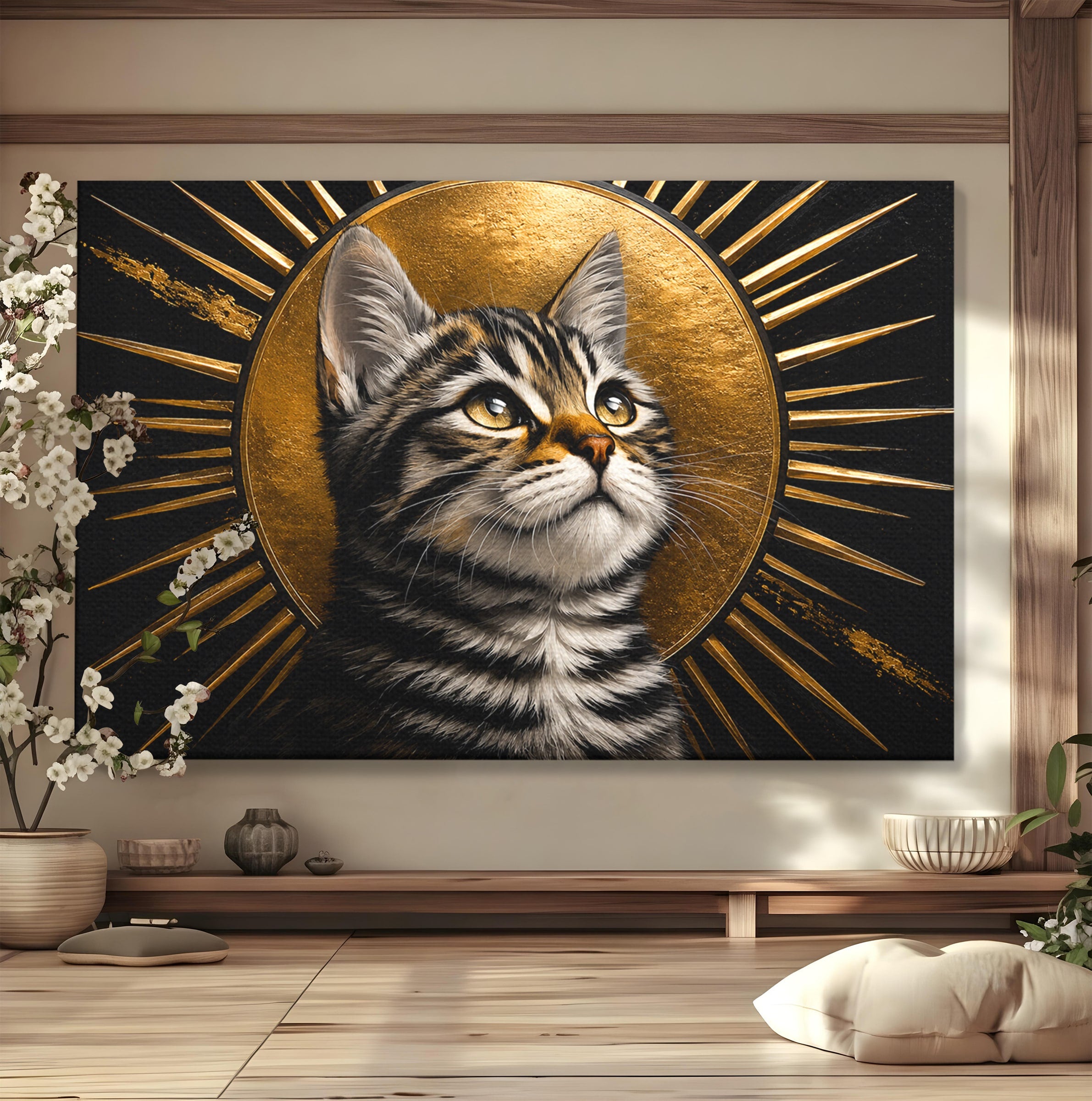 Tablou Canvas Premium LuxCanva® M1570, Micul Rege, Pisica, Animale, Portret, Eleganta, Living, Culori Vibrante