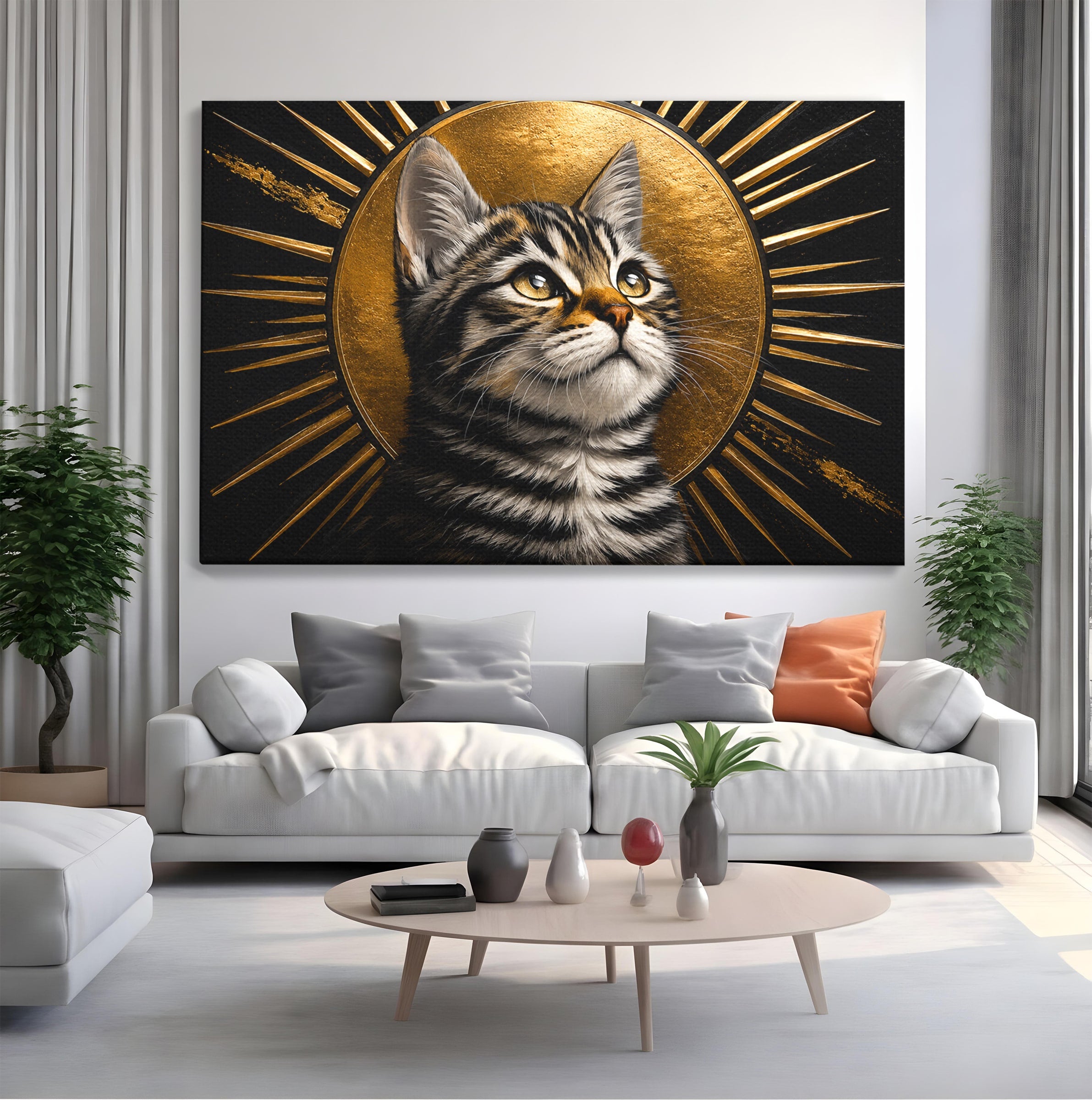 Tablou Canvas Premium LuxCanva® M1570, Micul Rege, Pisica, Animale, Portret, Eleganta, Living, Culori Vibrante
