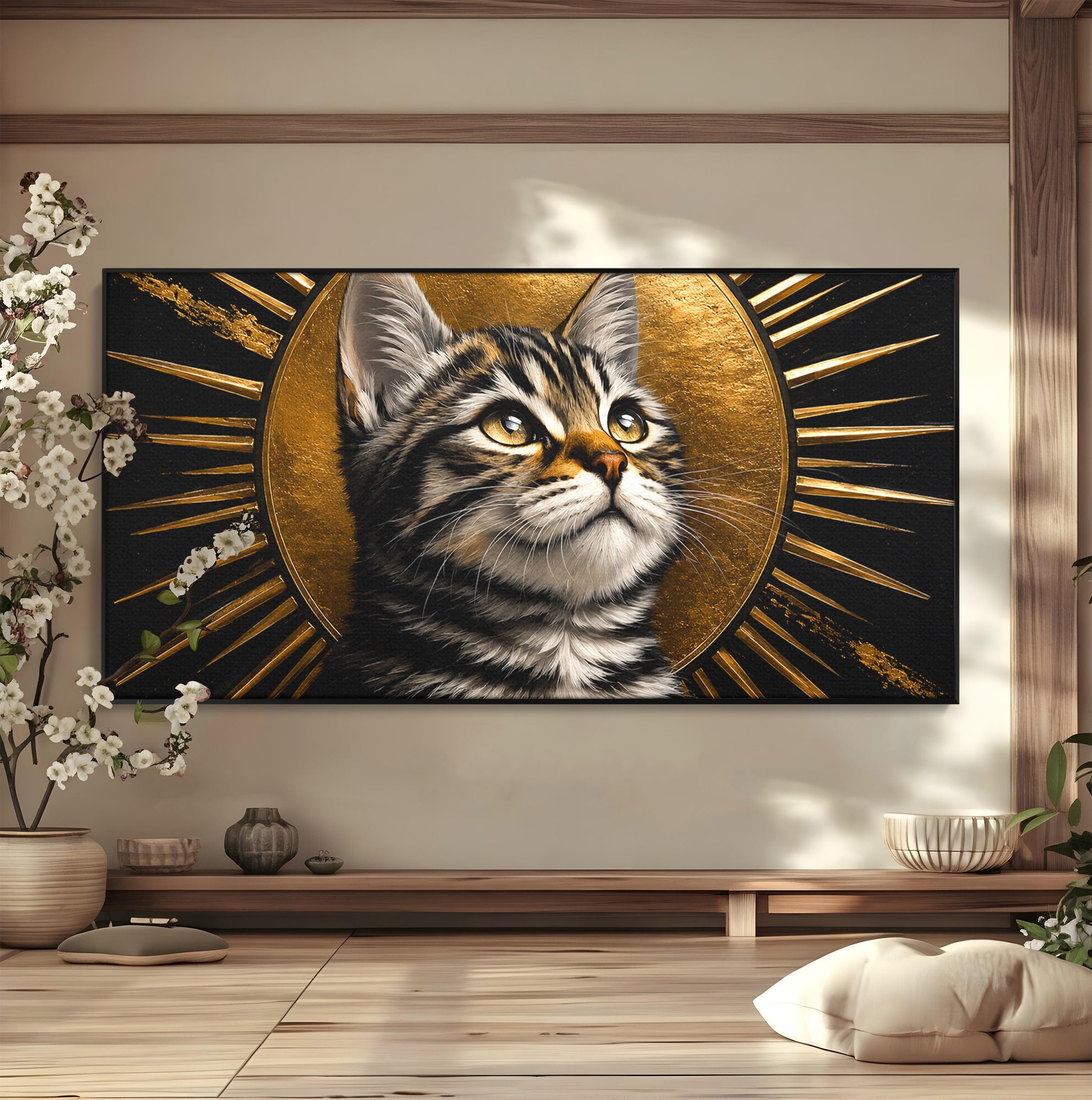 Tablou Canvas Premium LuxCanva® M1570, Micul Rege, Pisica, Animale, Portret, Eleganta, Living, Culori Vibrante