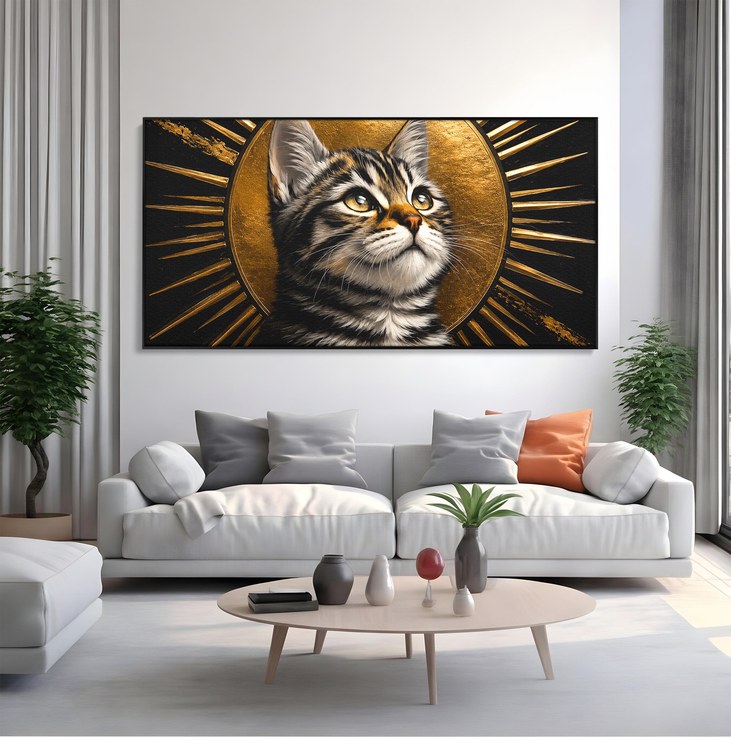 Tablou Canvas Premium LuxCanva® M1570, Micul Rege, Pisica, Animale, Portret, Eleganta, Living, Culori Vibrante