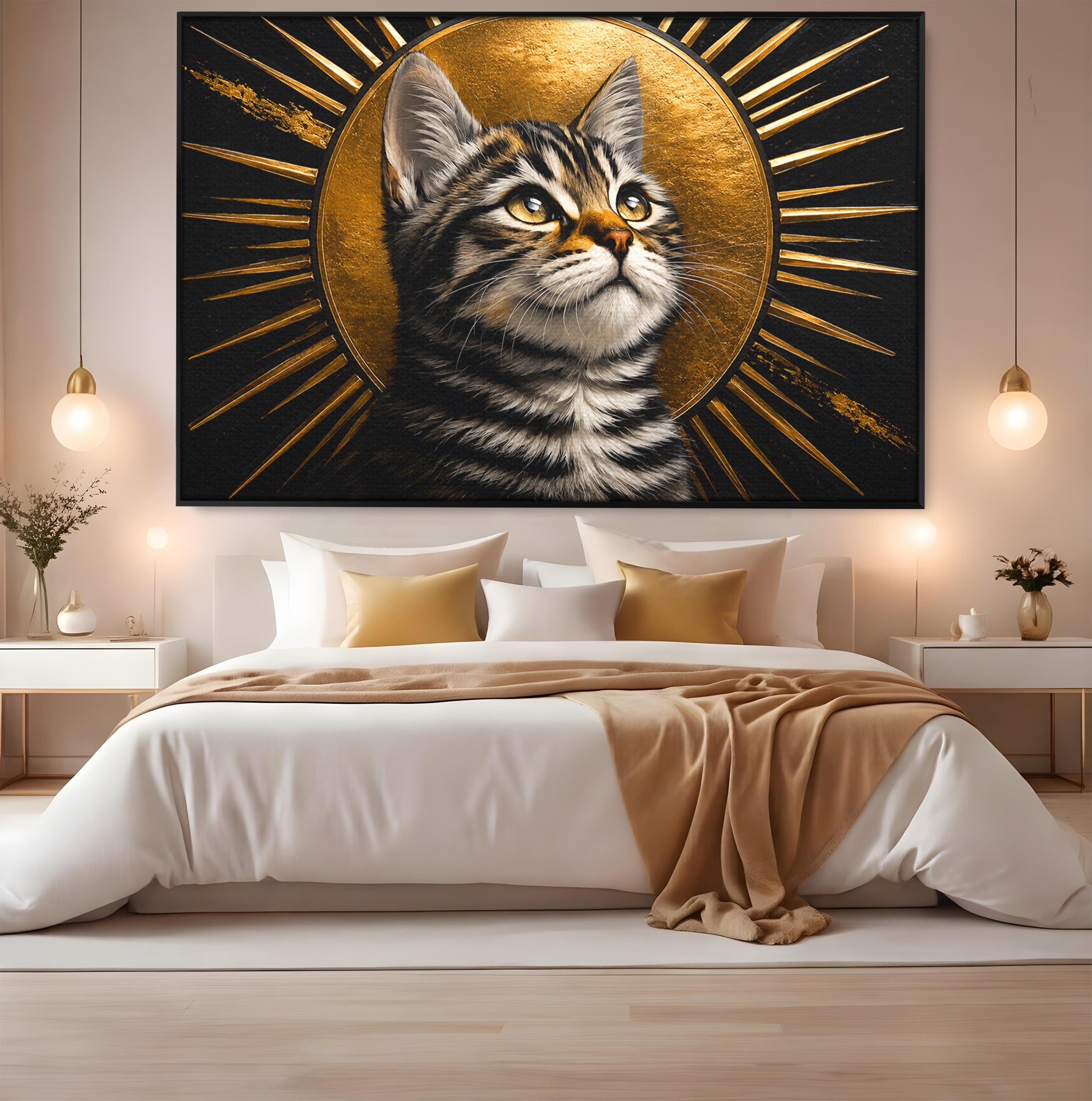 Tablou Canvas Premium LuxCanva® M1570, Micul Rege, Pisica, Animale, Portret, Eleganta, Living, Culori Vibrante