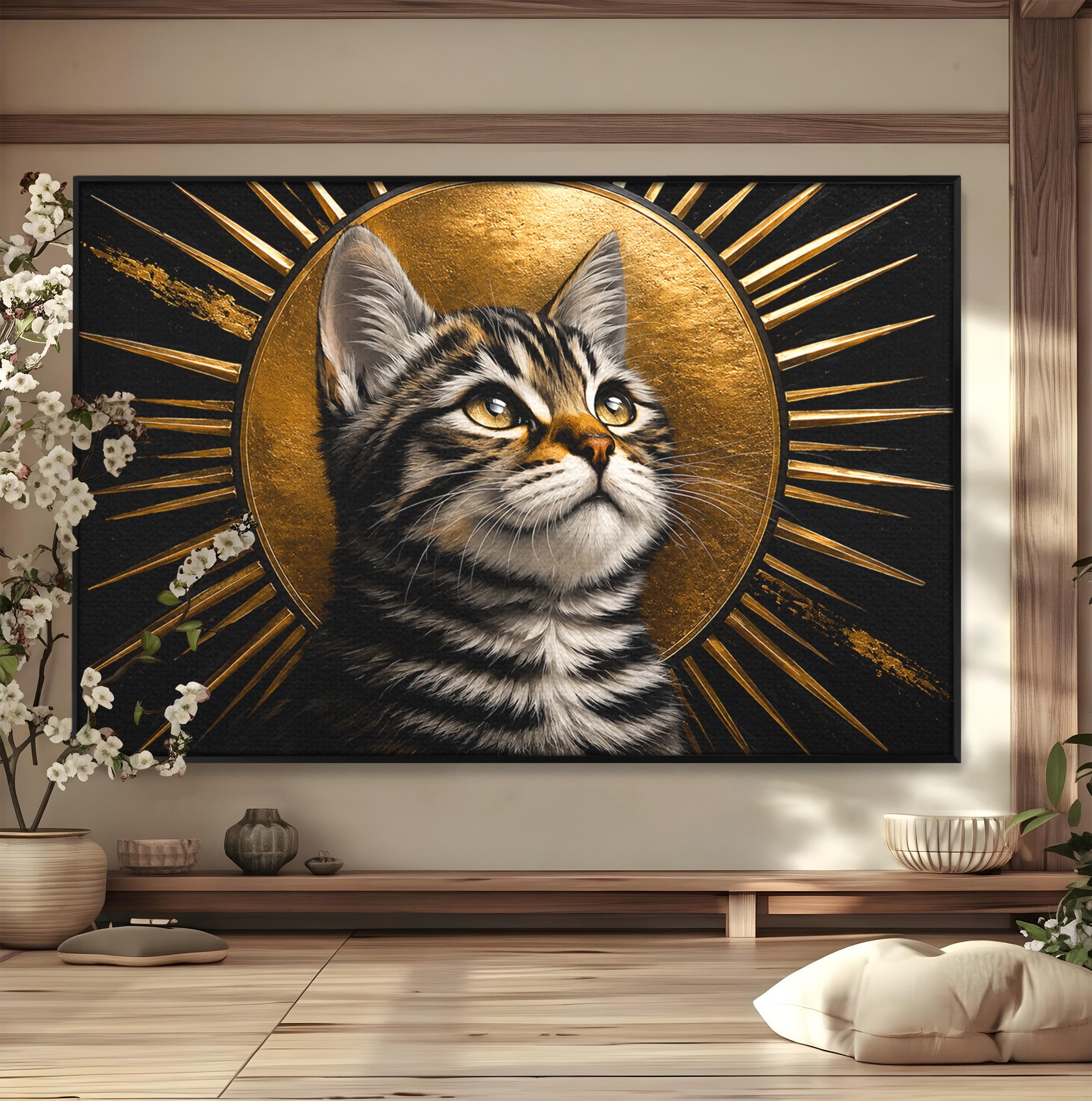 Tablou Canvas Premium LuxCanva® M1570, Micul Rege, Pisica, Animale, Portret, Eleganta, Living, Culori Vibrante