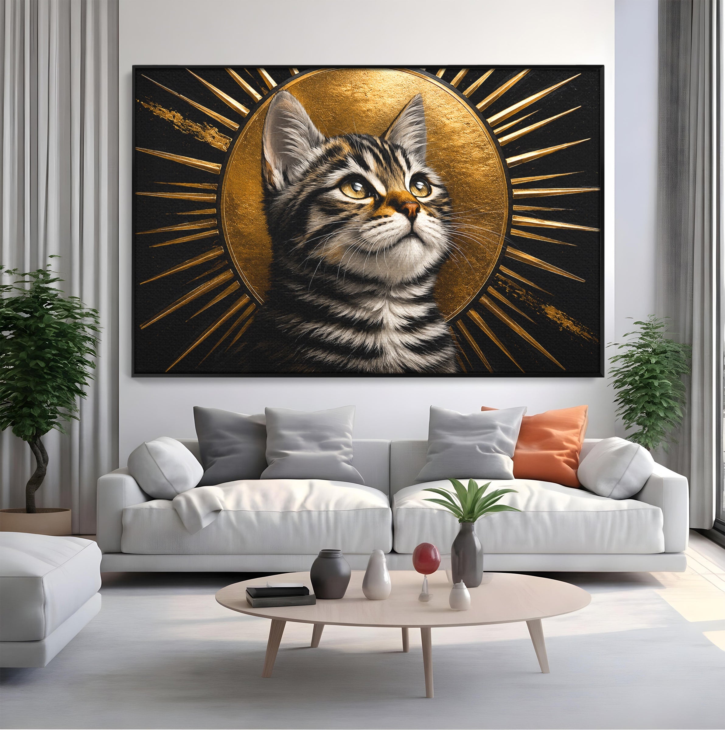 Tablou Canvas Premium LuxCanva® M1570, Micul Rege, Pisica, Animale, Portret, Eleganta, Living, Culori Vibrante
