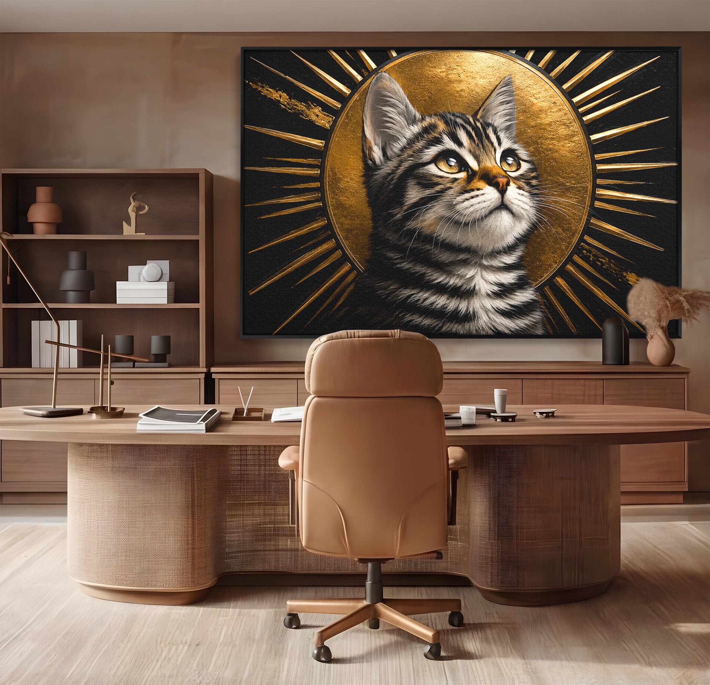 Tablou Canvas Premium LuxCanva® M1570, Micul Rege, Pisica, Animale, Portret, Eleganta, Living, Culori Vibrante