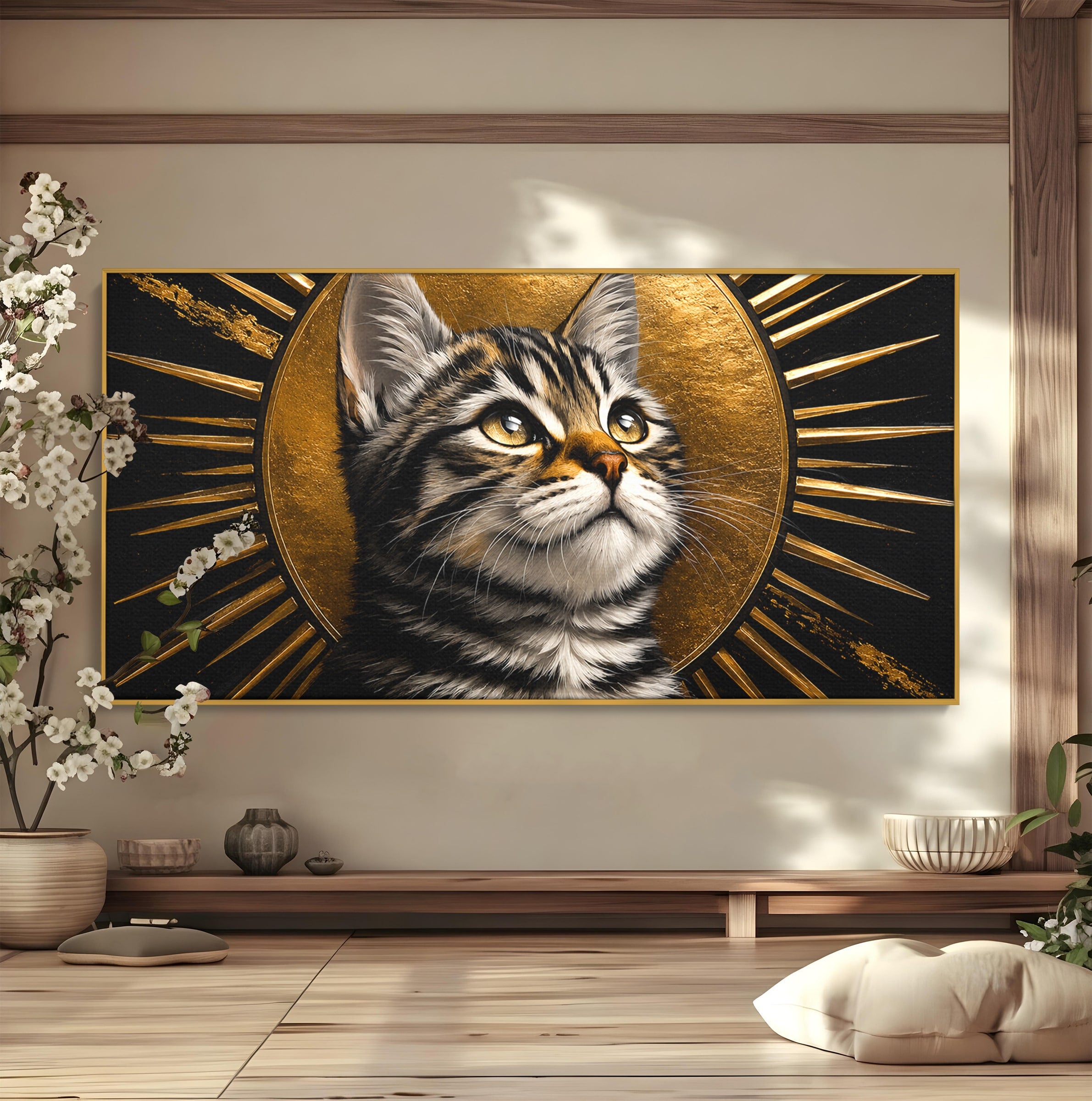 Tablou Canvas Premium LuxCanva® M1570, Micul Rege, Pisica, Animale, Portret, Eleganta, Living, Culori Vibrante