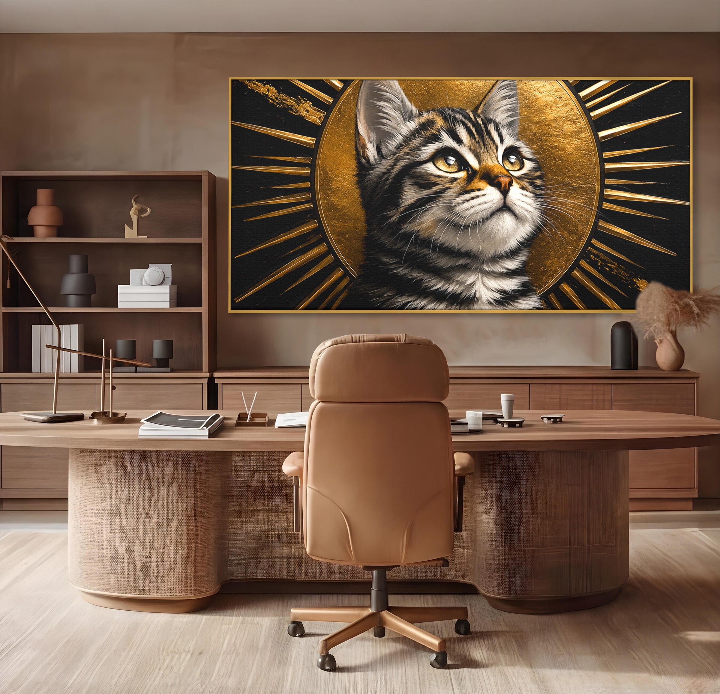 Tablou Canvas Premium LuxCanva® M1570, Micul Rege, Pisica, Animale, Portret, Eleganta, Living, Culori Vibrante