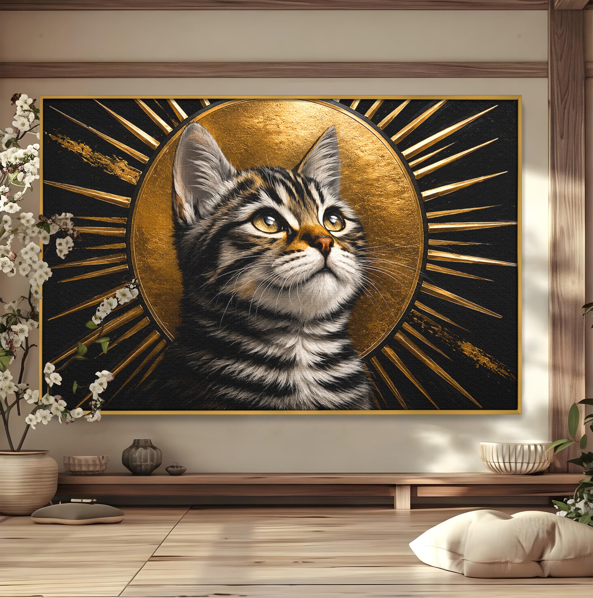 Tablou Canvas Premium LuxCanva® M1570, Micul Rege, Pisica, Animale, Portret, Eleganta, Living, Culori Vibrante