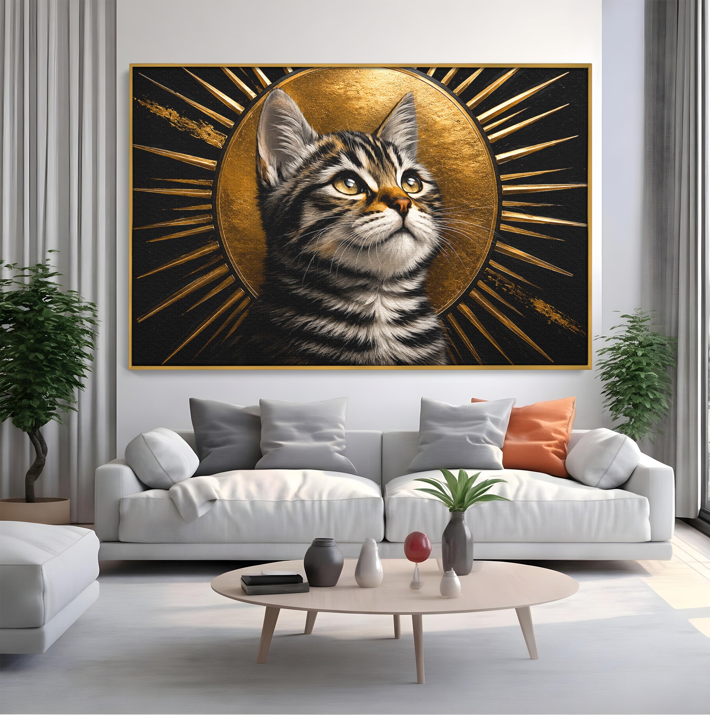 Tablou Canvas Premium LuxCanva® M1570, Micul Rege, Pisica, Animale, Portret, Eleganta, Living, Culori Vibrante