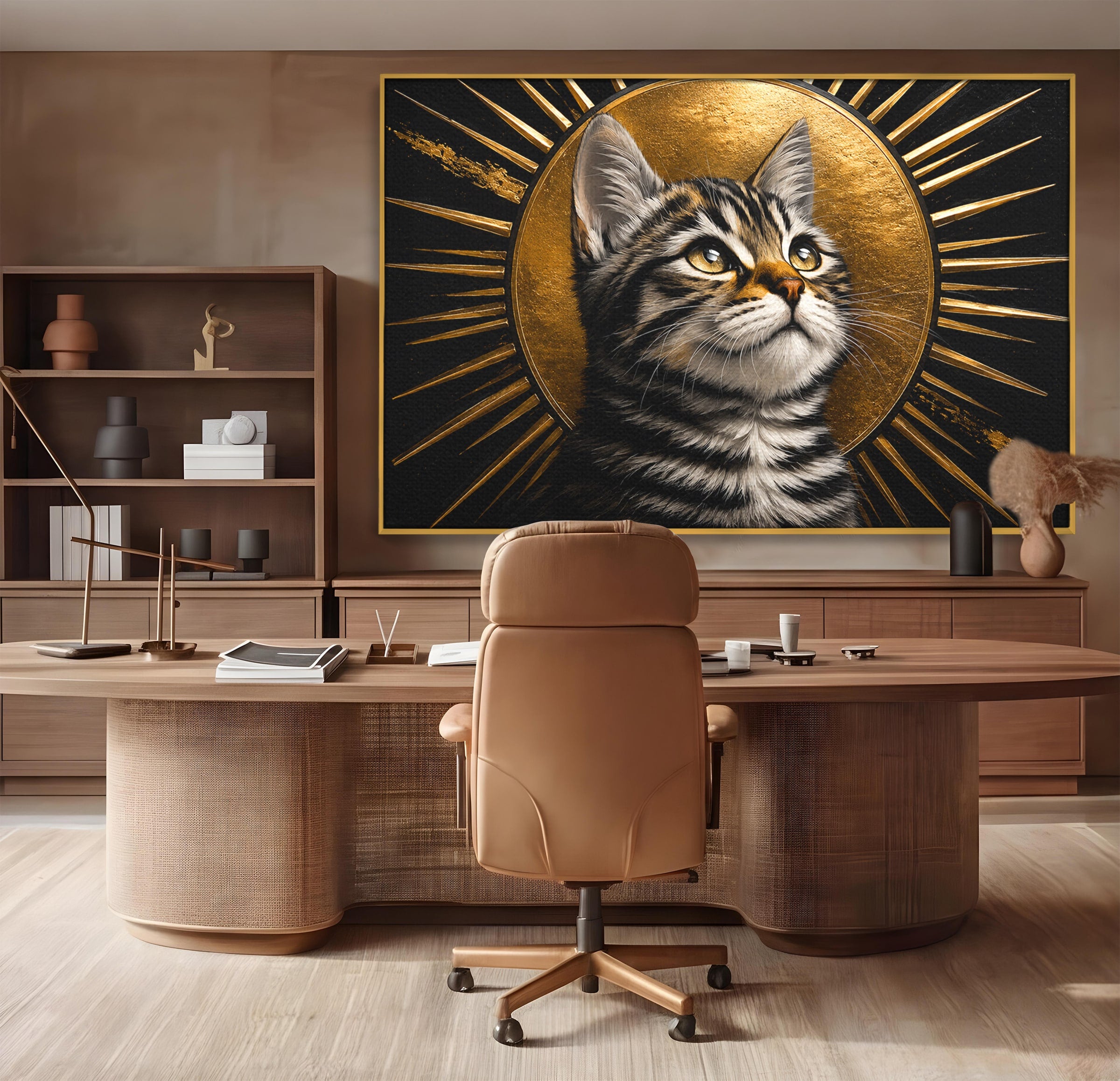 Tablou Canvas Premium LuxCanva® M1570, Micul Rege, Pisica, Animale, Portret, Eleganta, Living, Culori Vibrante