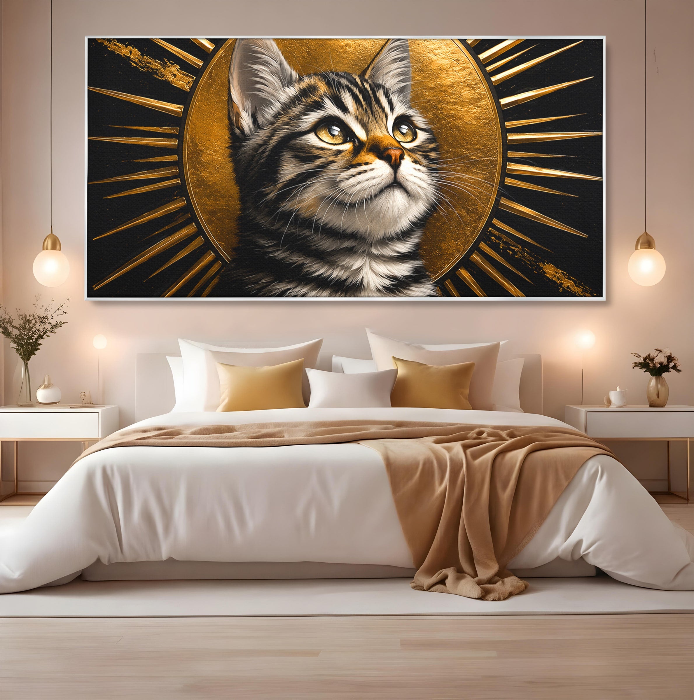 Tablou Canvas Premium LuxCanva® M1570, Micul Rege, Pisica, Animale, Portret, Eleganta, Living, Culori Vibrante