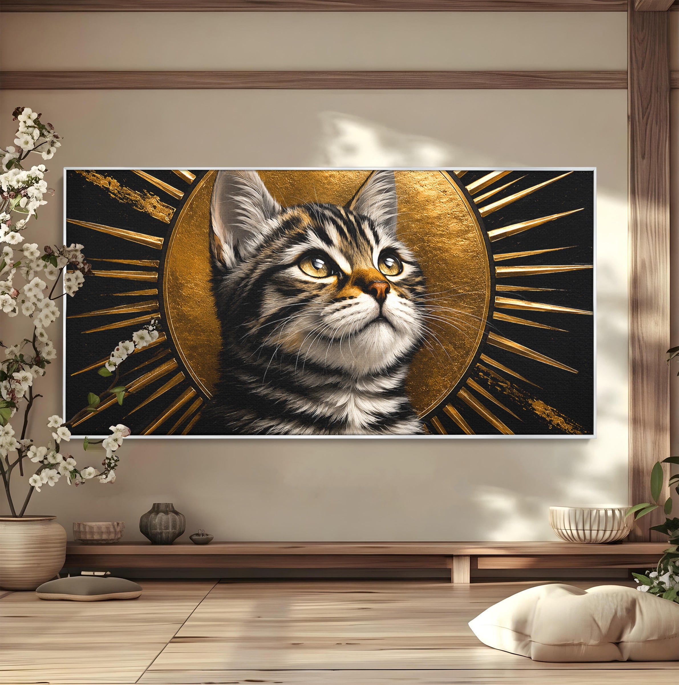 Tablou Canvas Premium LuxCanva® M1570, Micul Rege, Pisica, Animale, Portret, Eleganta, Living, Culori Vibrante