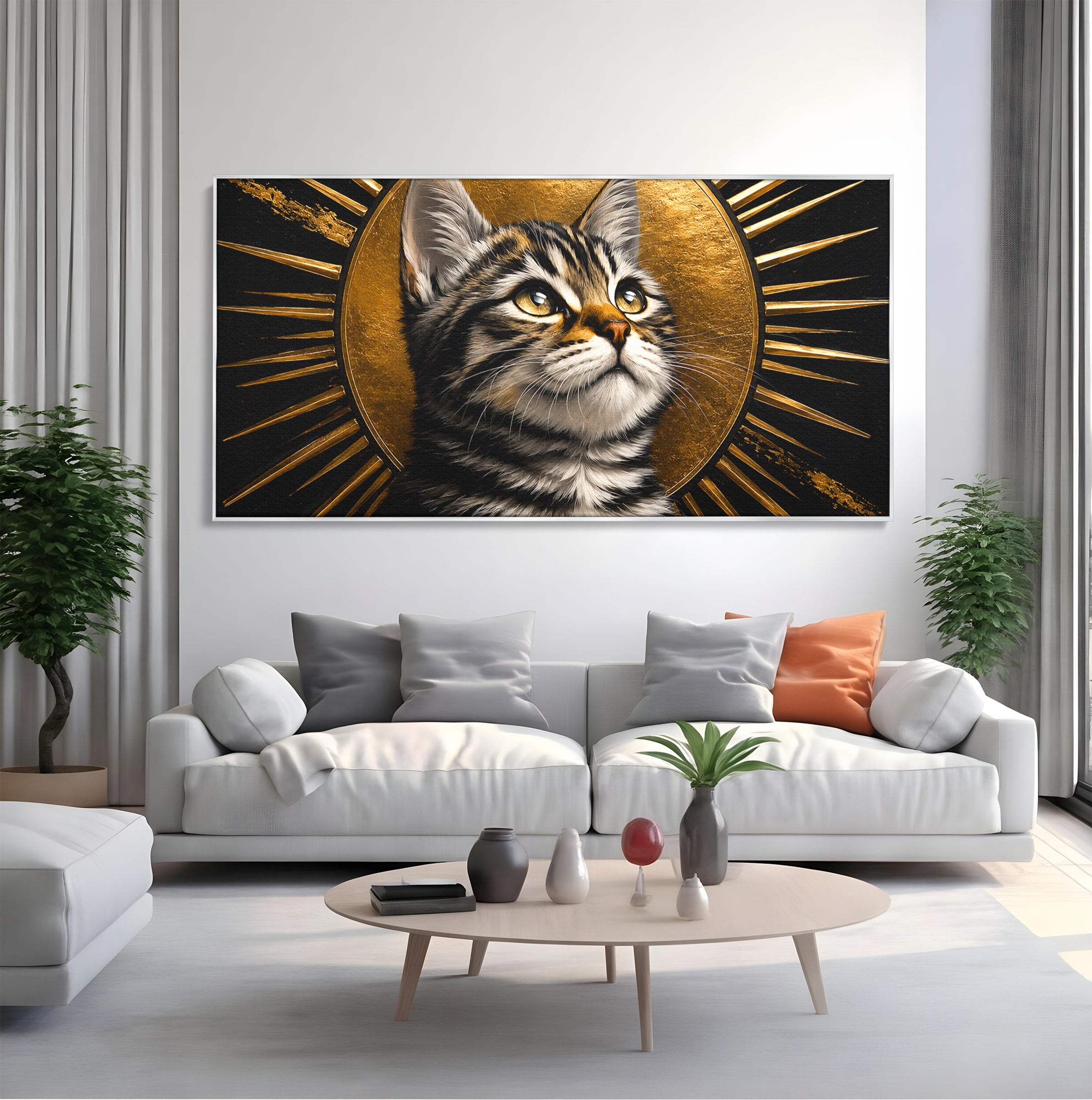 Tablou Canvas Premium LuxCanva® M1570, Micul Rege, Pisica, Animale, Portret, Eleganta, Living, Culori Vibrante