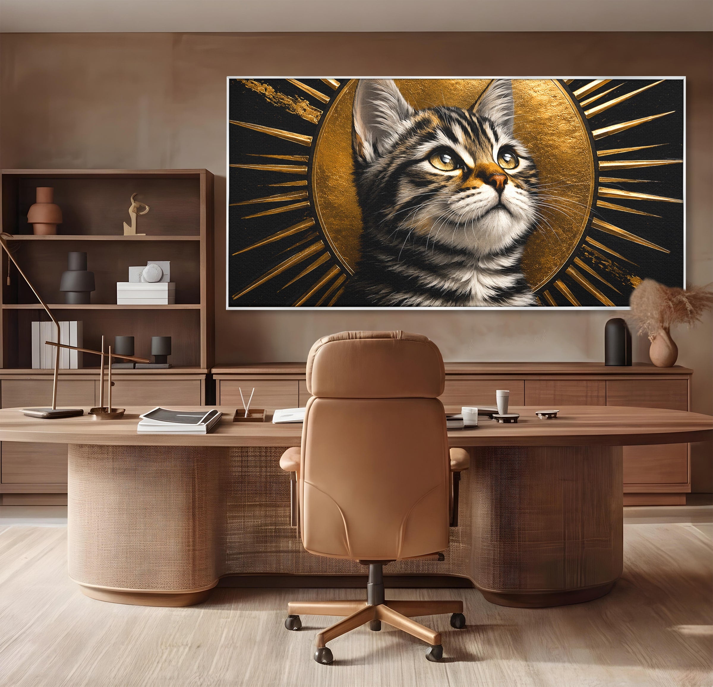 Tablou Canvas Premium LuxCanva® M1570, Micul Rege, Pisica, Animale, Portret, Eleganta, Living, Culori Vibrante