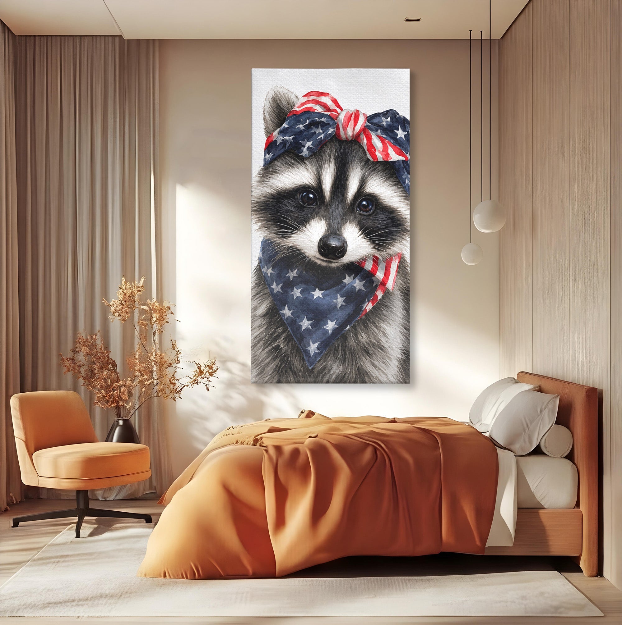 Tablou Canvas Premium LuxCanva® M1571, Raton Patriotic, Raton, Animale, Portret, Stele, Living, Birou, Culori Vibrante