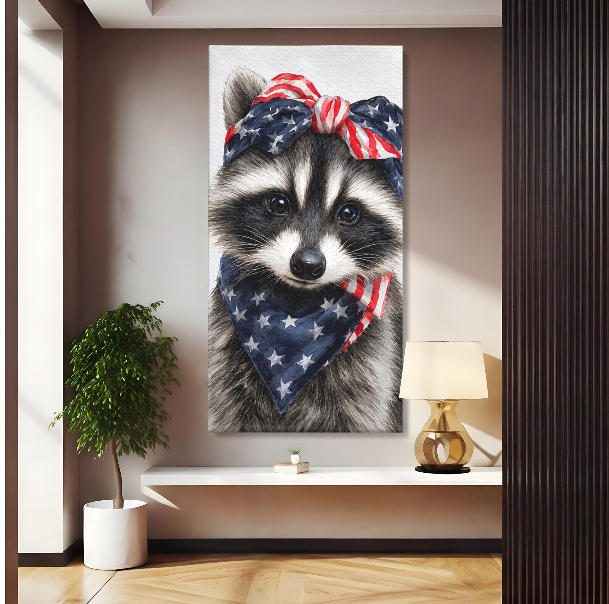 Tablou Canvas Premium LuxCanva® M1571, Raton Patriotic, Raton, Animale, Portret, Stele, Living, Birou, Culori Vibrante