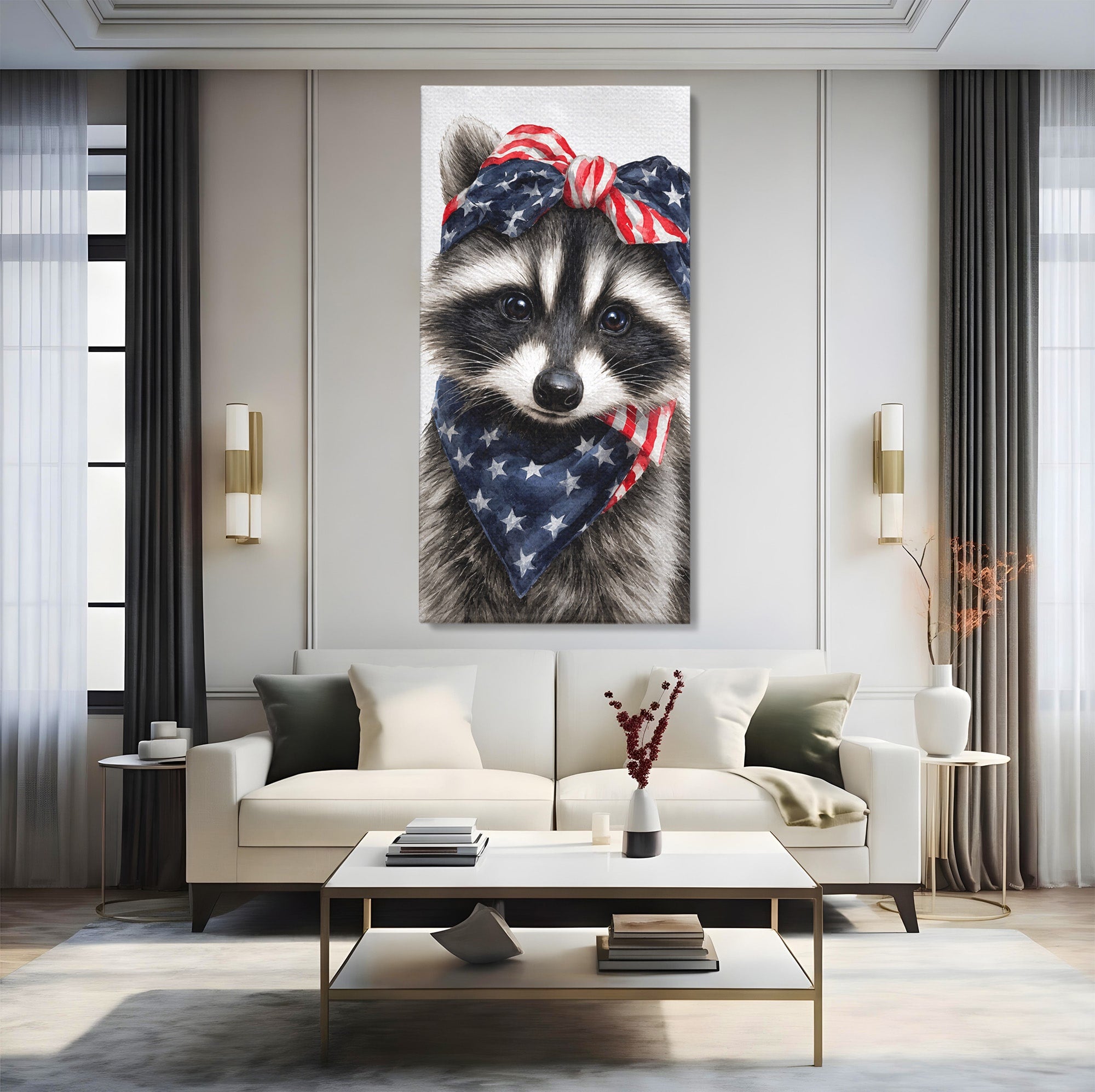 Tablou Canvas Premium LuxCanva® M1571, Raton Patriotic, Raton, Animale, Portret, Stele, Living, Birou, Culori Vibrante