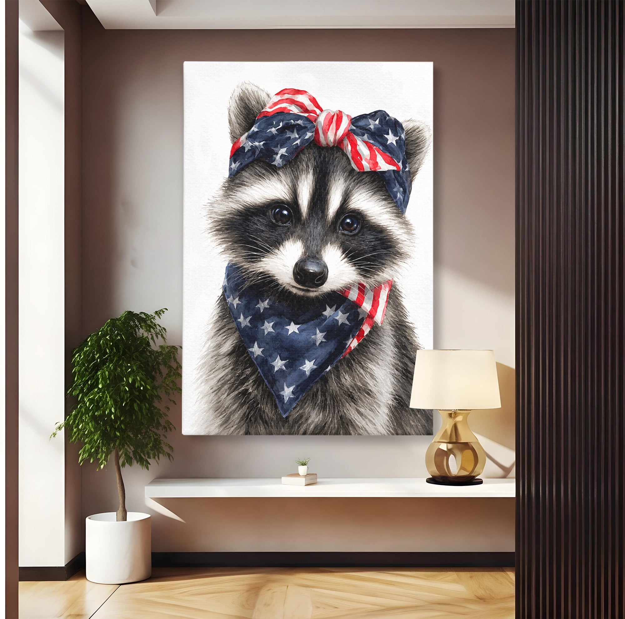 Tablou Canvas Premium LuxCanva® M1571, Raton Patriotic, Raton, Animale, Portret, Stele, Living, Birou, Culori Vibrante