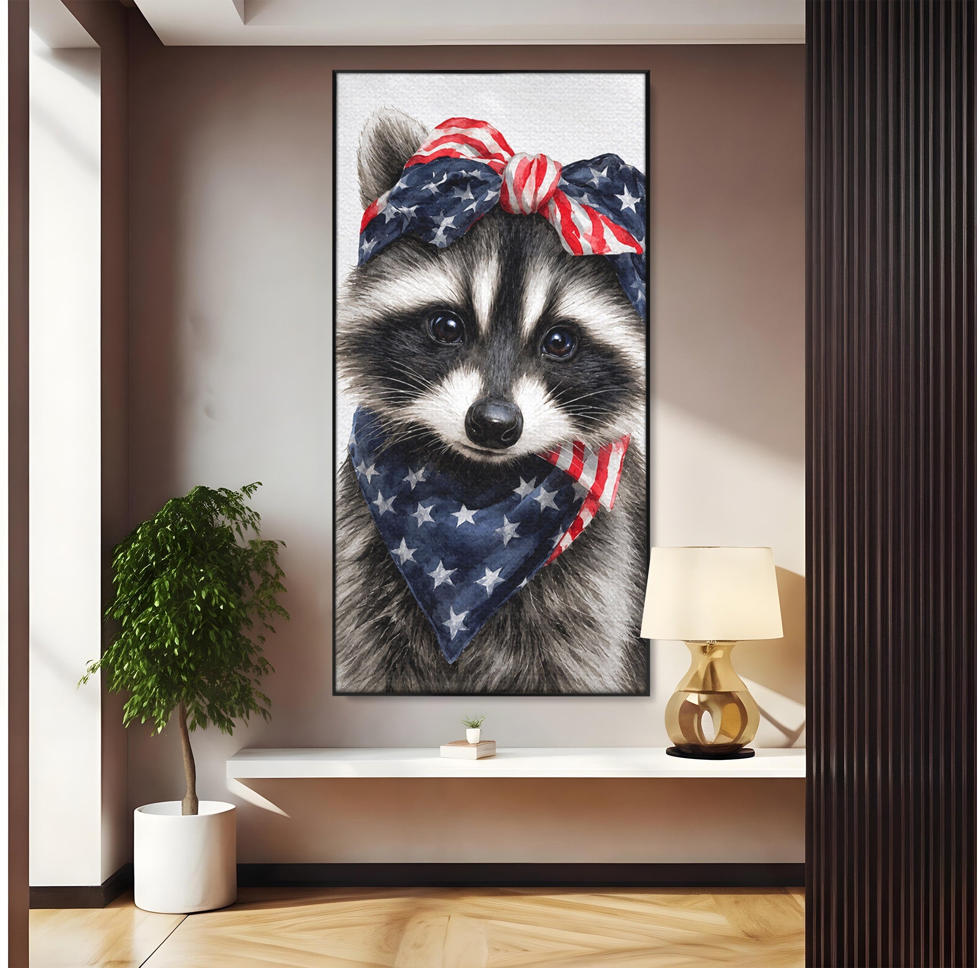 Tablou Canvas Premium LuxCanva® M1571, Raton Patriotic, Raton, Animale, Portret, Stele, Living, Birou, Culori Vibrante
