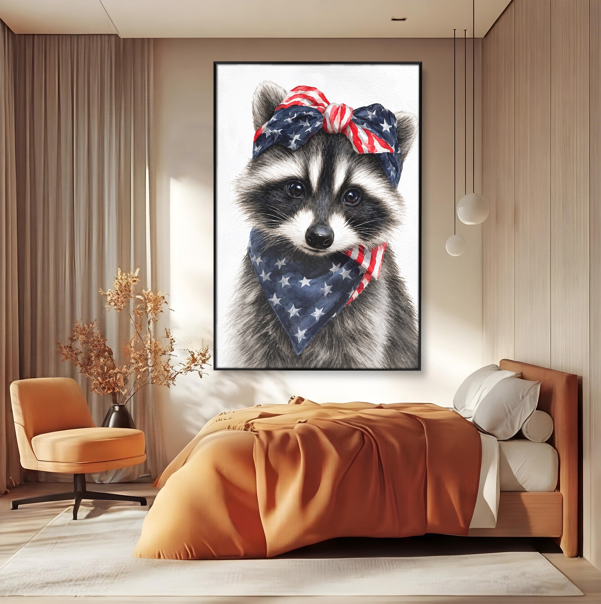 Tablou Canvas Premium LuxCanva® M1571, Raton Patriotic, Raton, Animale, Portret, Stele, Living, Birou, Culori Vibrante