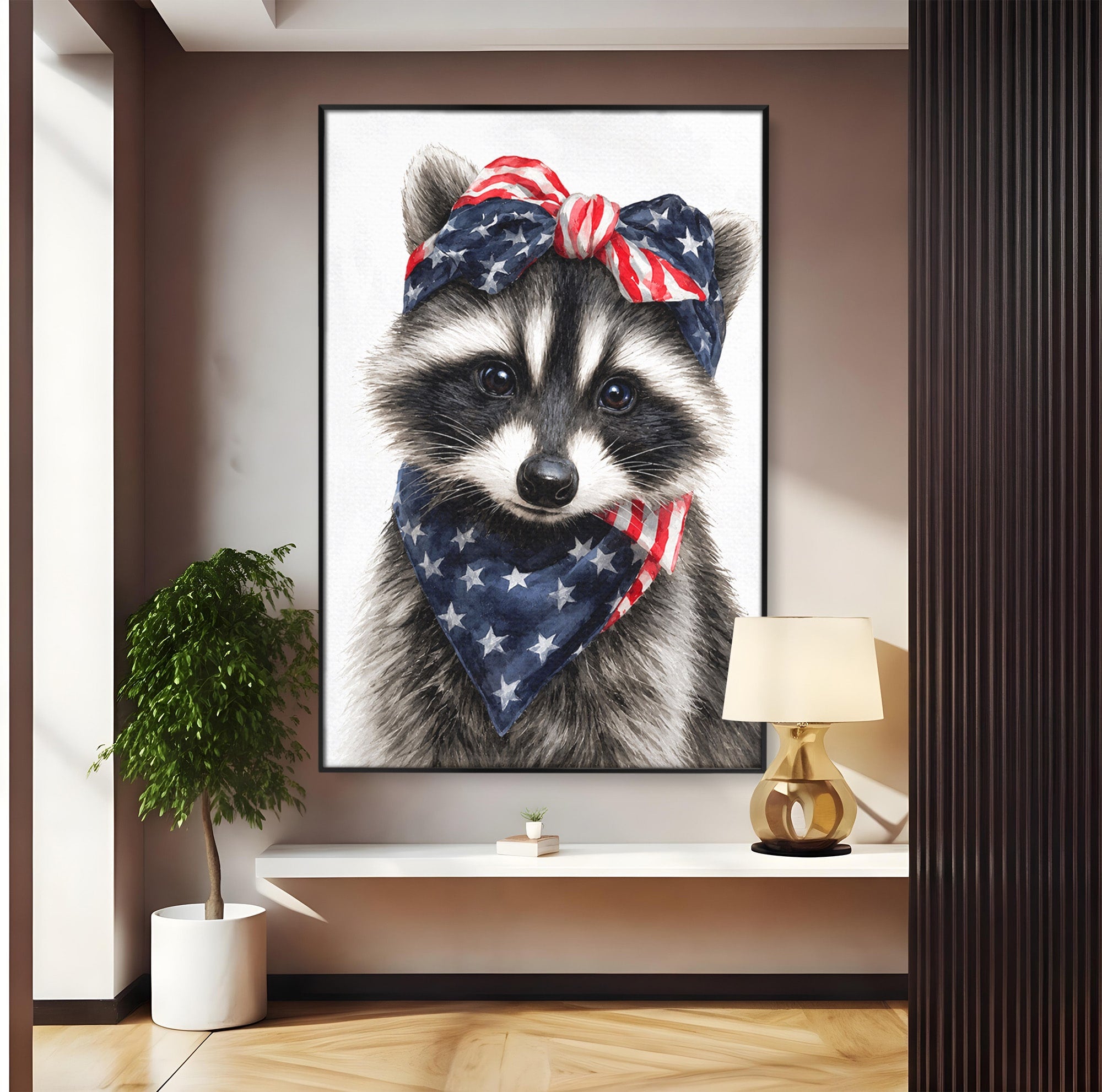 Tablou Canvas Premium LuxCanva® M1571, Raton Patriotic, Raton, Animale, Portret, Stele, Living, Birou, Culori Vibrante