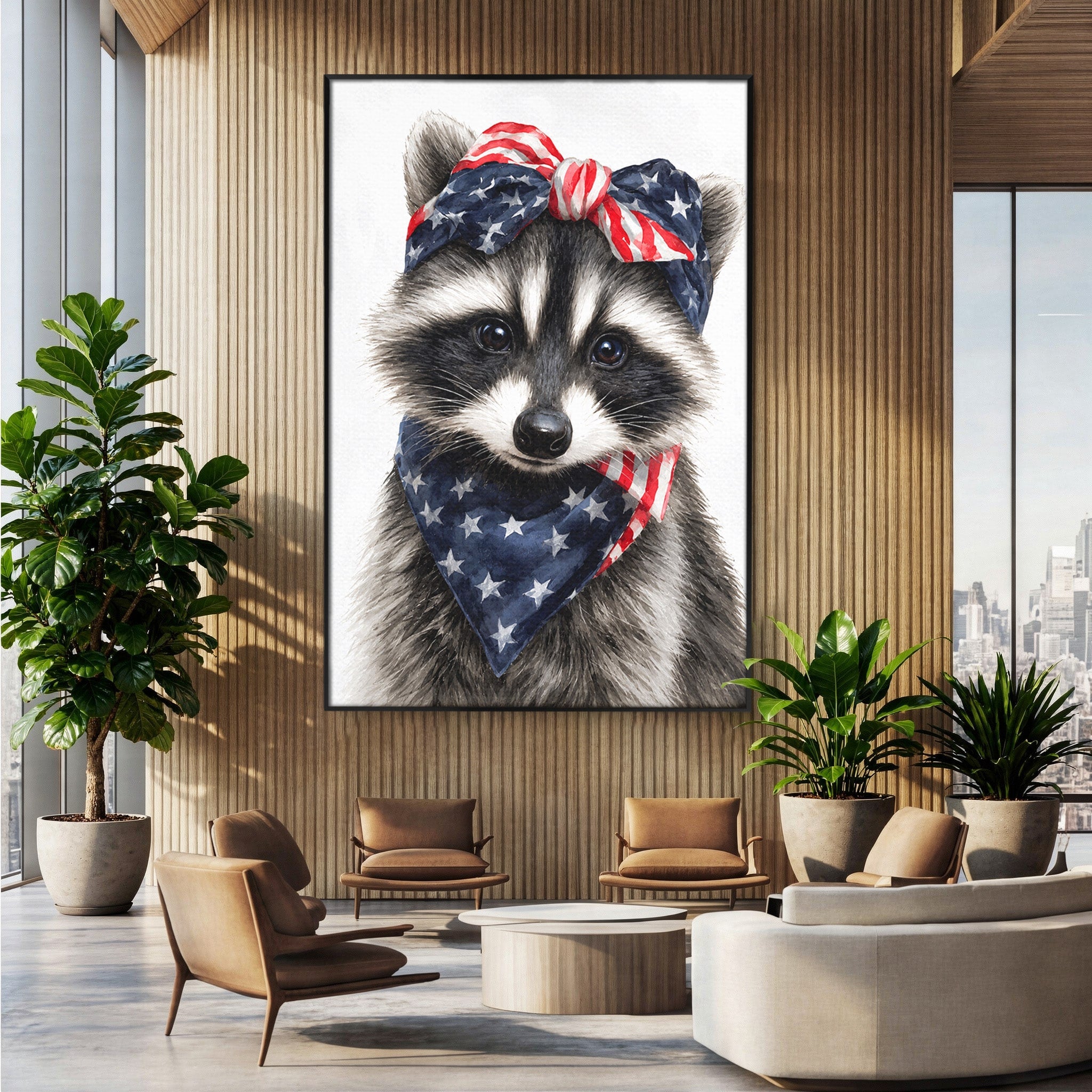 Tablou Canvas Premium LuxCanva® M1571, Raton Patriotic, Raton, Animale, Portret, Stele, Living, Birou, Culori Vibrante