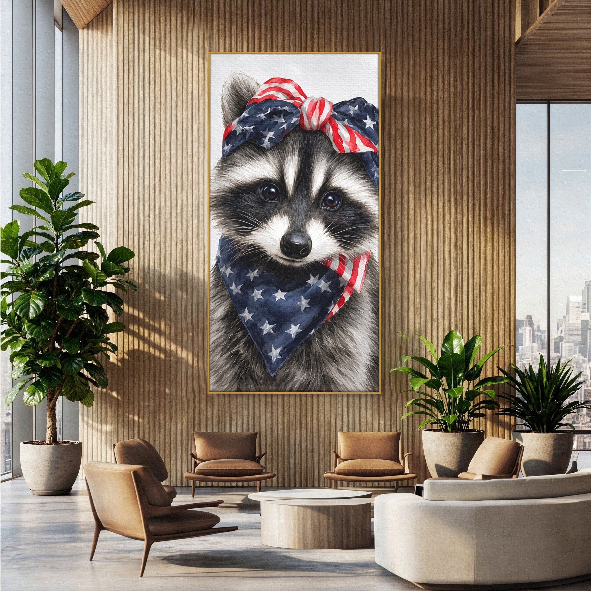 Tablou Canvas Premium LuxCanva® M1571, Raton Patriotic, Raton, Animale, Portret, Stele, Living, Birou, Culori Vibrante