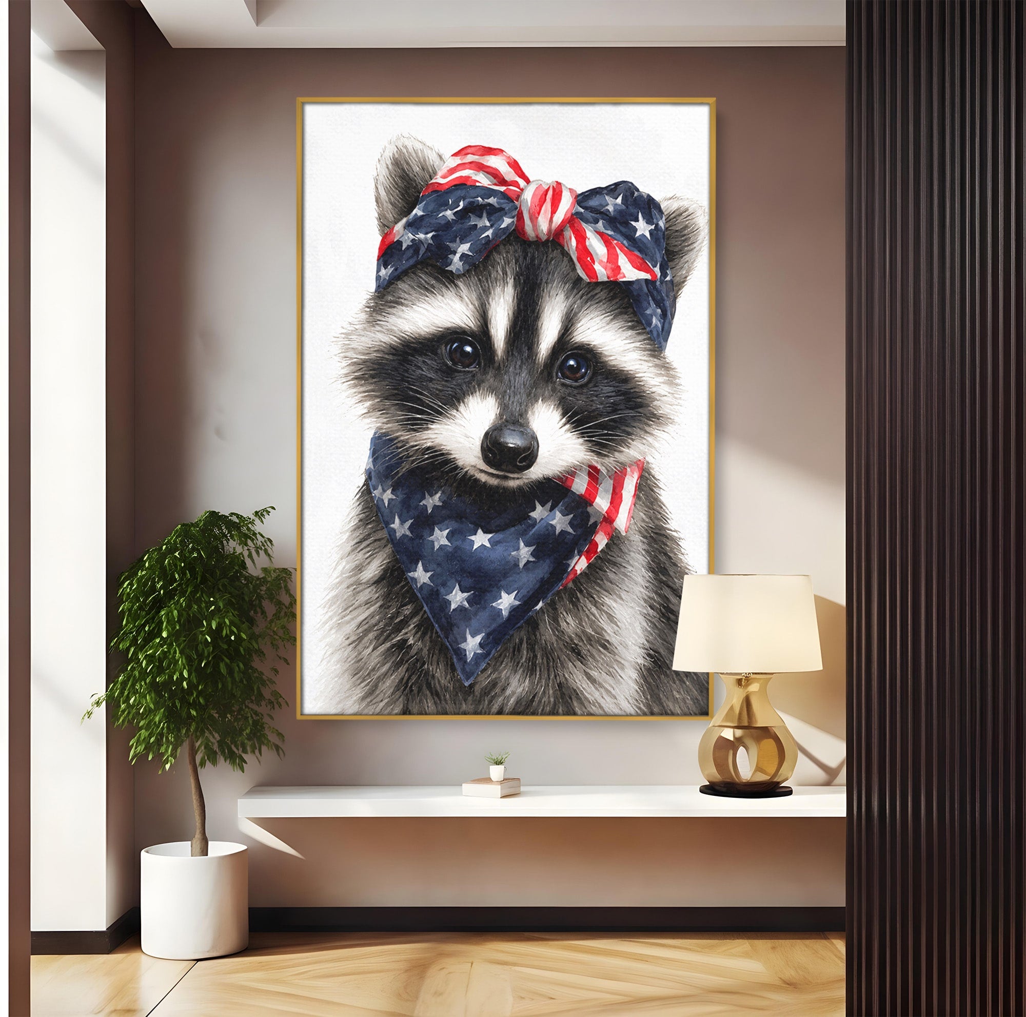 Tablou Canvas Premium LuxCanva® M1571, Raton Patriotic, Raton, Animale, Portret, Stele, Living, Birou, Culori Vibrante