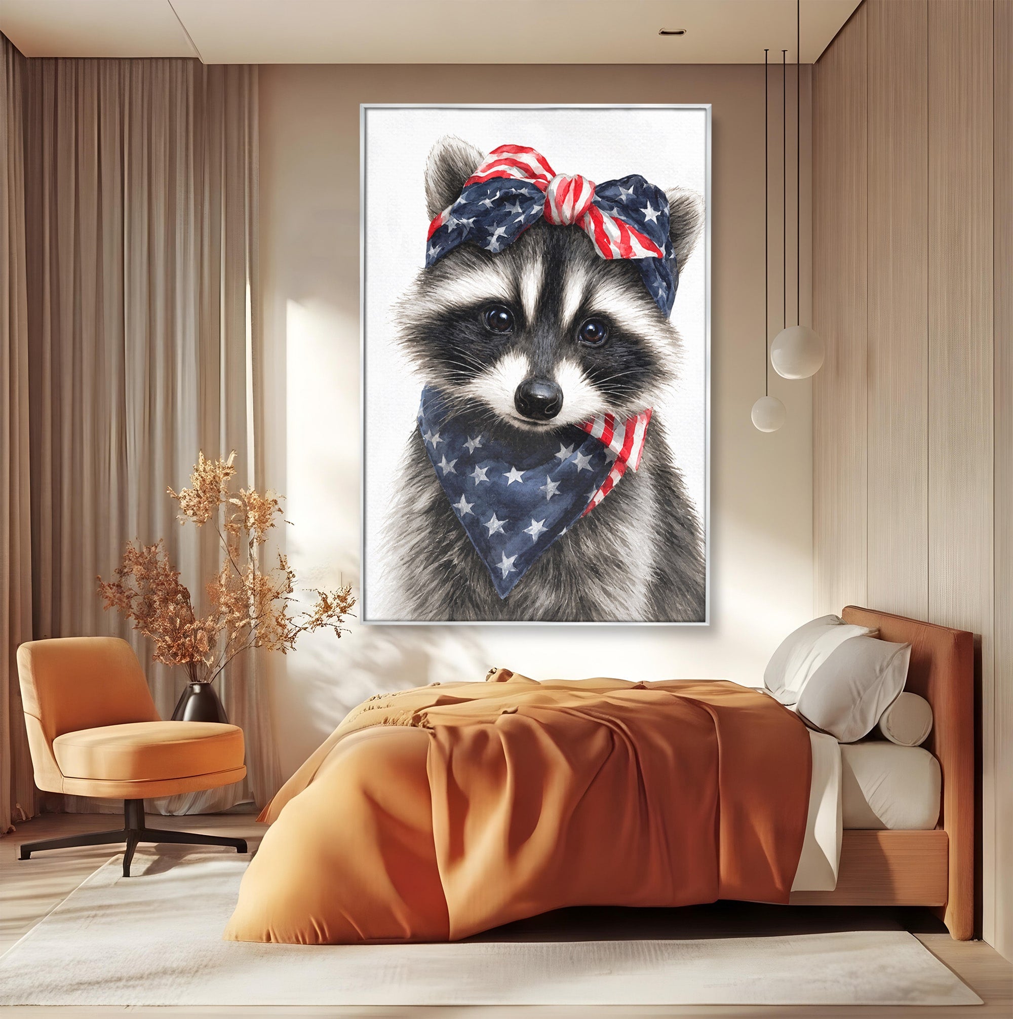 Tablou Canvas Premium LuxCanva® M1571, Raton Patriotic, Raton, Animale, Portret, Stele, Living, Birou, Culori Vibrante