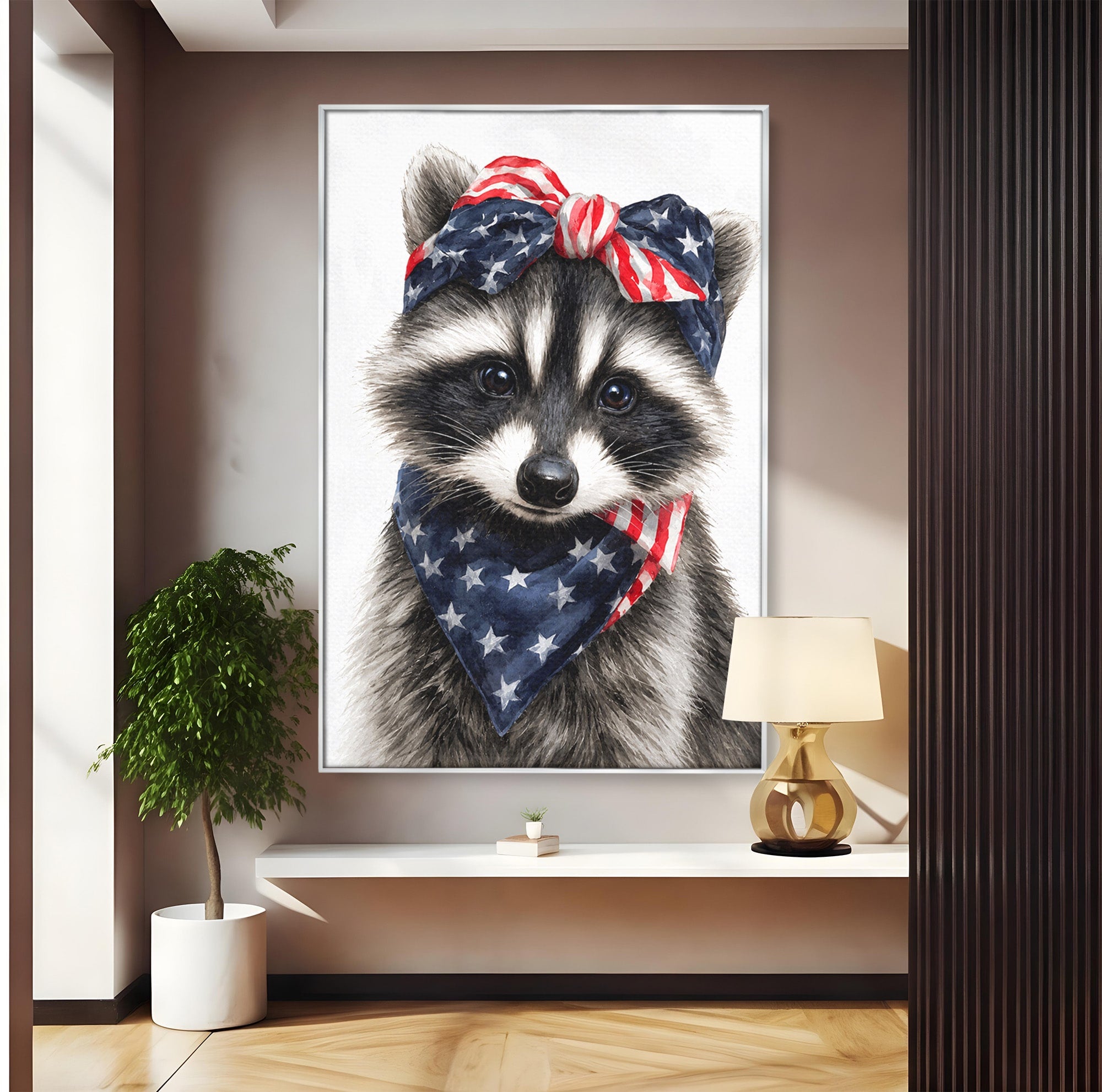 Tablou Canvas Premium LuxCanva® M1571, Raton Patriotic, Raton, Animale, Portret, Stele, Living, Birou, Culori Vibrante