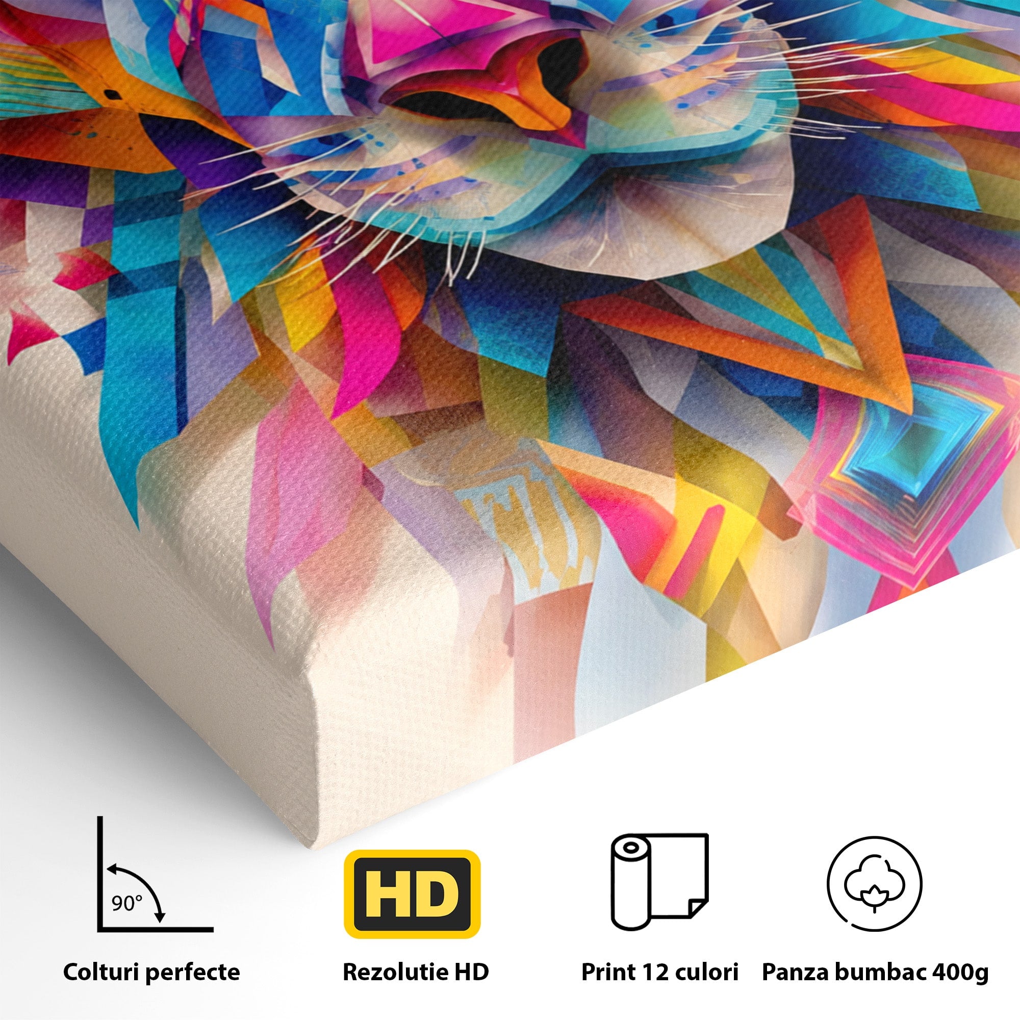 Tablou Canvas Premium LuxCanva® M1572, Tigrul Geometric, Tigru, Geometric, Abstract, Arta, Dormitor, Culori Vibrante