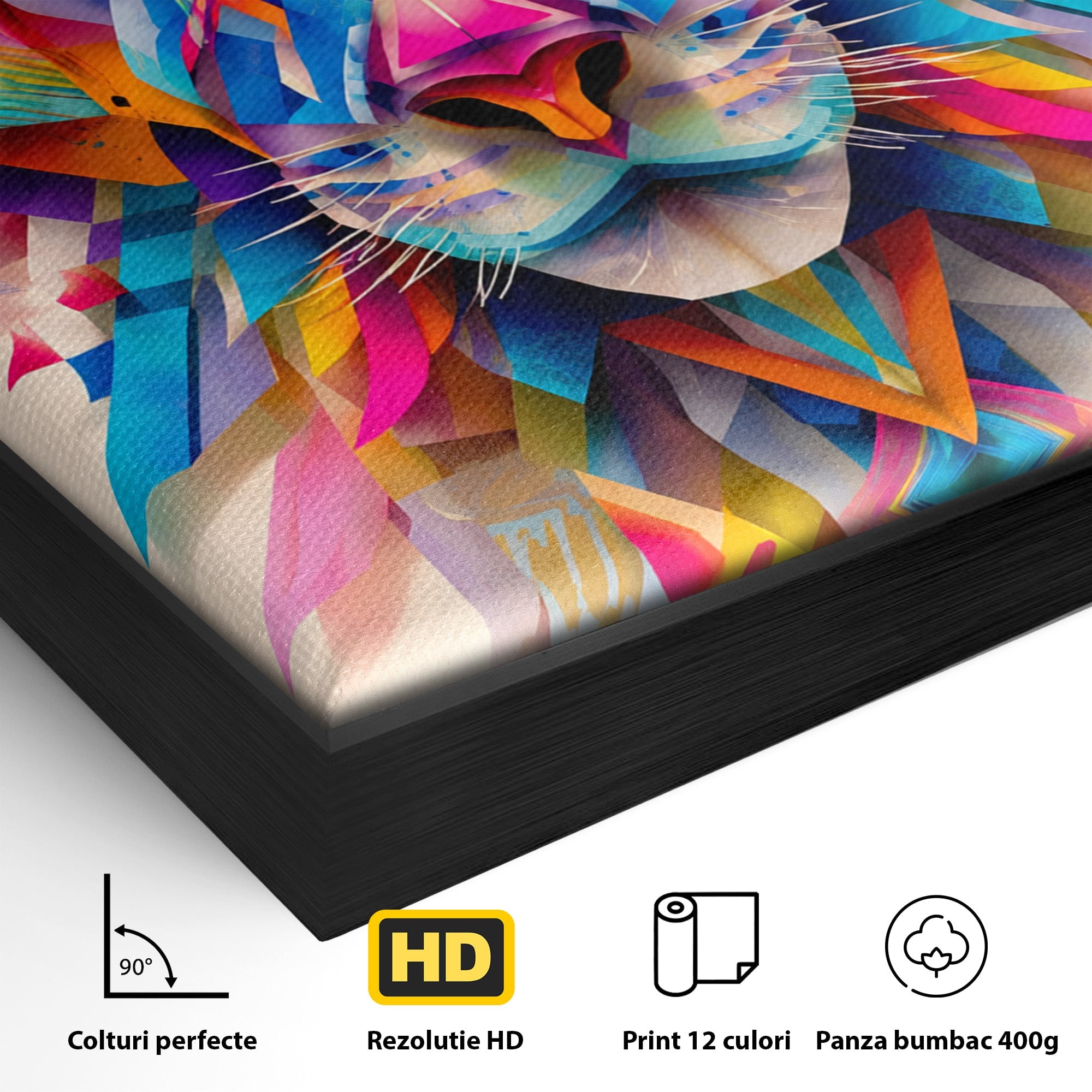 Tablou Canvas Premium LuxCanva® M1572, Tigrul Geometric, Tigru, Geometric, Abstract, Arta, Dormitor, Culori Vibrante