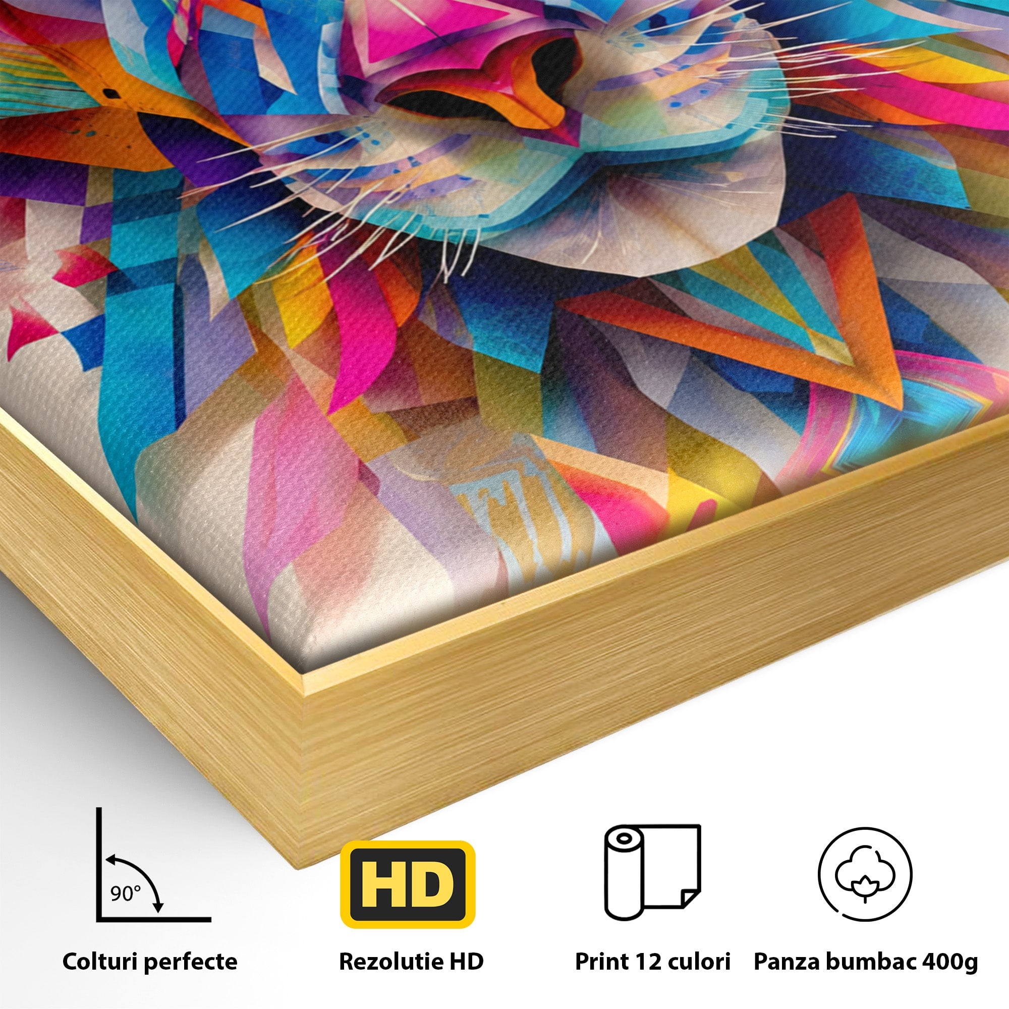 Tablou Canvas Premium LuxCanva® M1572, Tigrul Geometric, Tigru, Geometric, Abstract, Arta, Dormitor, Culori Vibrante