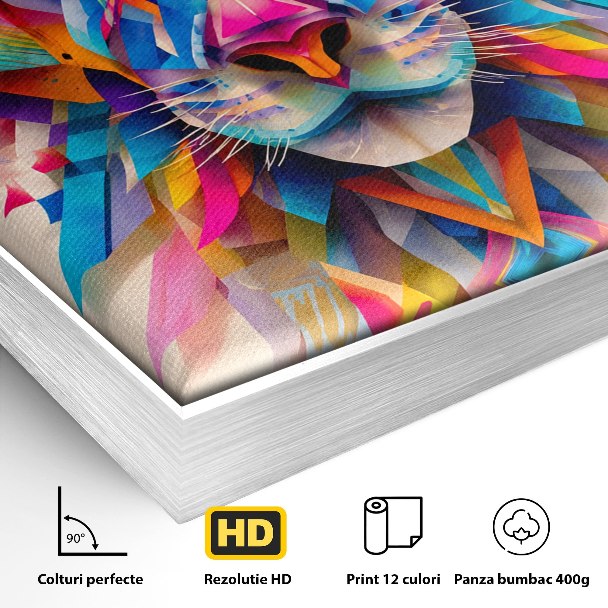 Tablou Canvas Premium LuxCanva® M1572, Tigrul Geometric, Tigru, Geometric, Abstract, Arta, Dormitor, Culori Vibrante