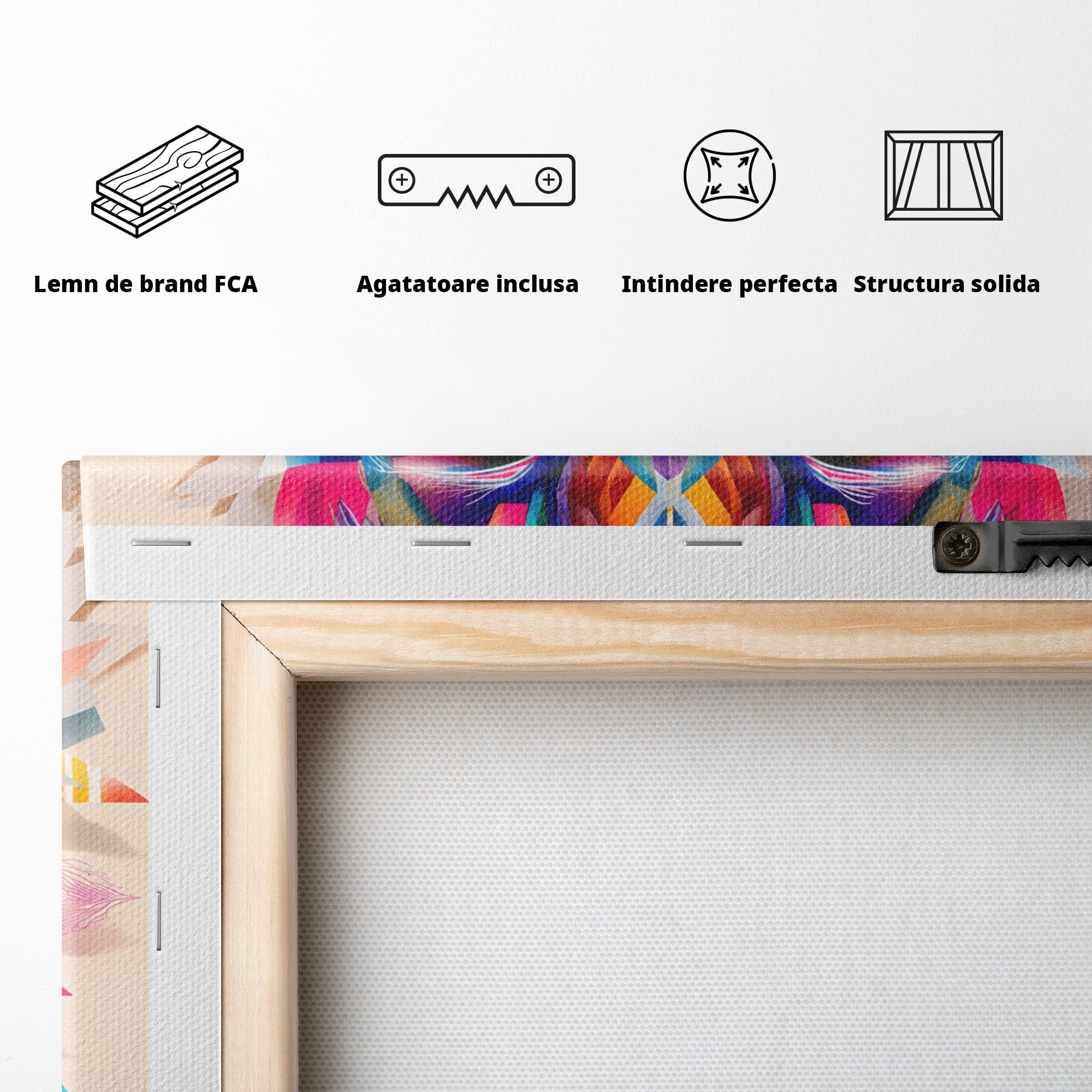 Tablou Canvas Premium LuxCanva® M1572, Tigrul Geometric, Tigru, Geometric, Abstract, Arta, Dormitor, Culori Vibrante