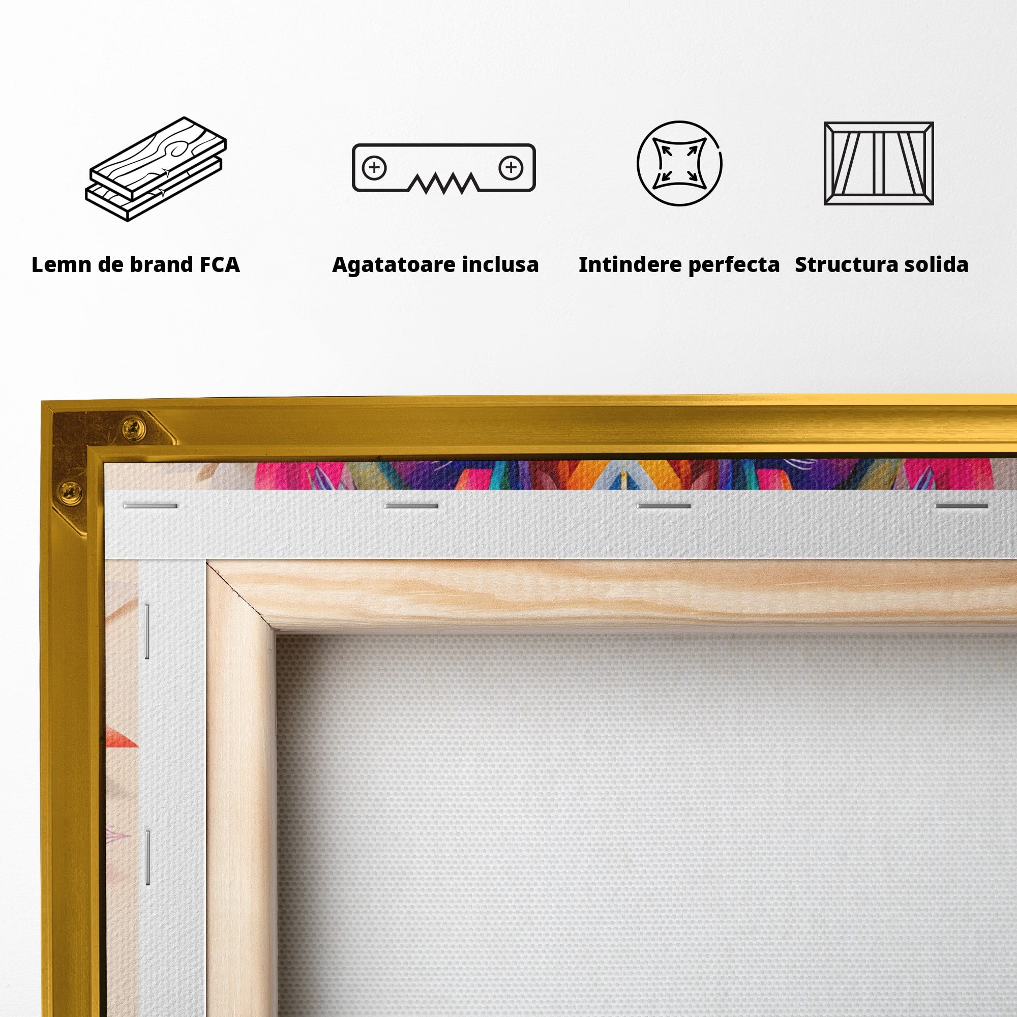 Tablou Canvas Premium LuxCanva® M1572, Tigrul Geometric, Tigru, Geometric, Abstract, Arta, Dormitor, Culori Vibrante