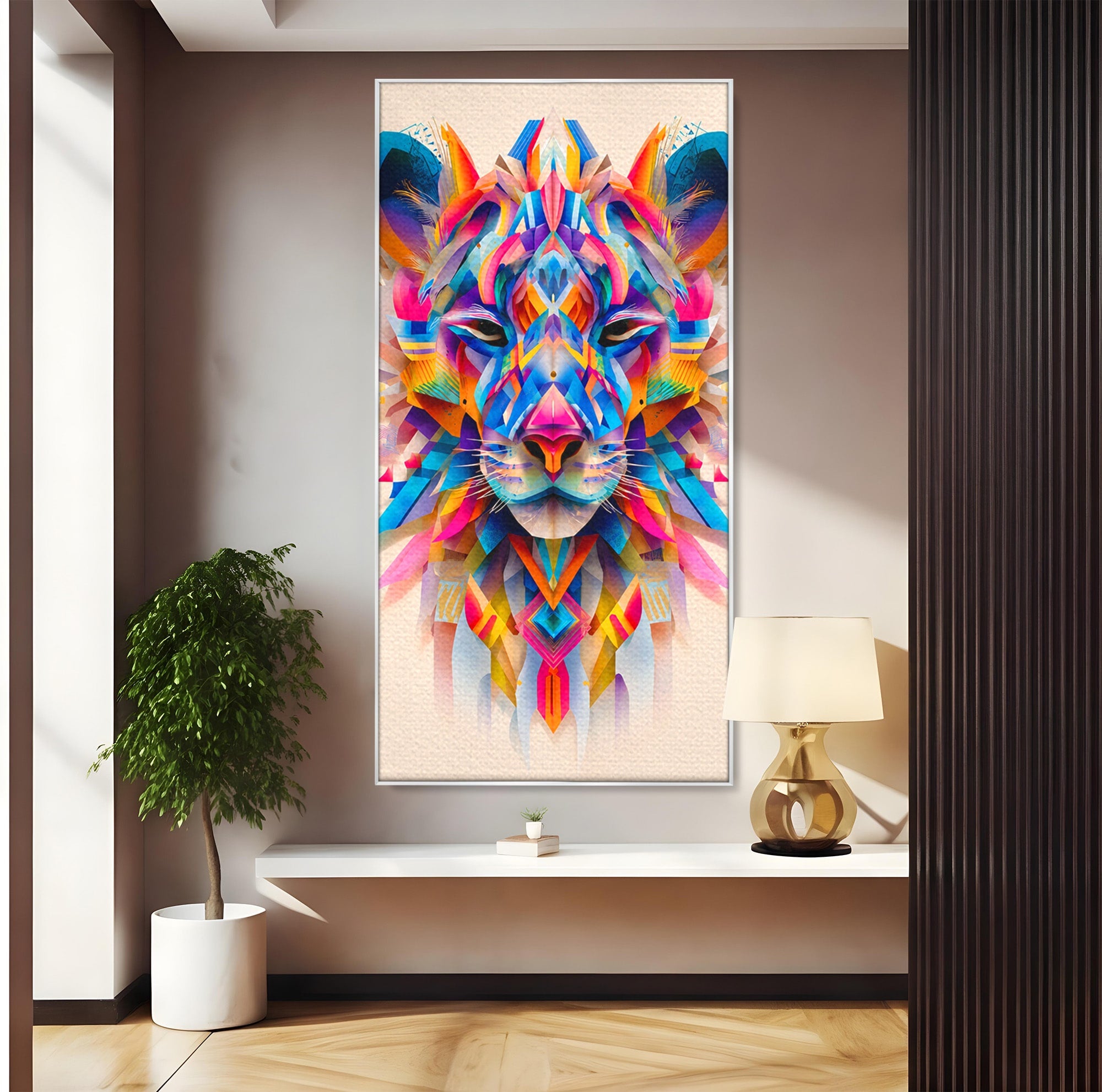 Tablou Canvas Premium LuxCanva® M1572, Tigrul Geometric, Tigru, Geometric, Abstract, Arta, Dormitor, Culori Vibrante